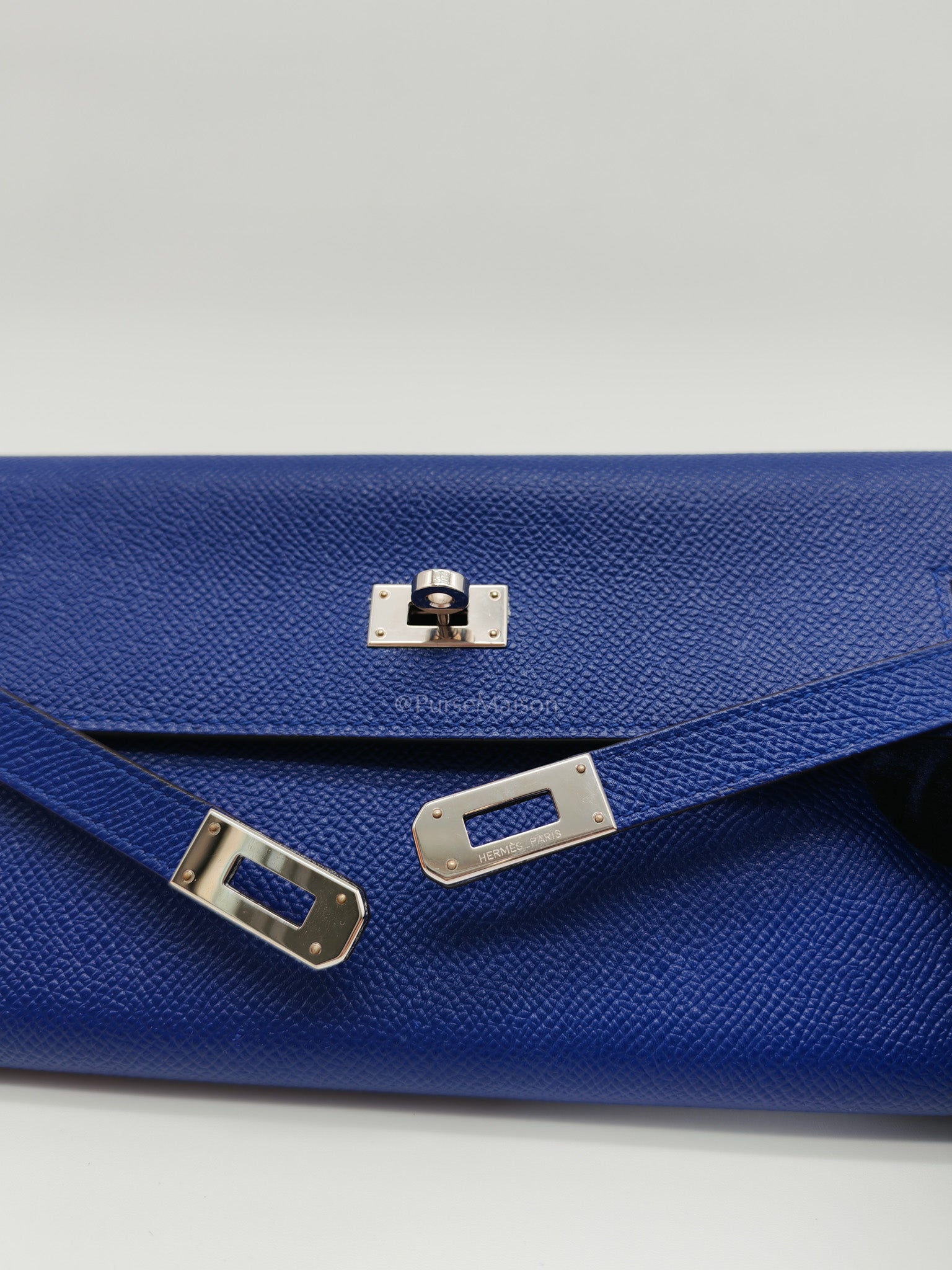 Kelly Wallet in Epsom Leather and Palladium Hardware Stamp Square R (2014) | Purse Maison Luxury Bags Shop