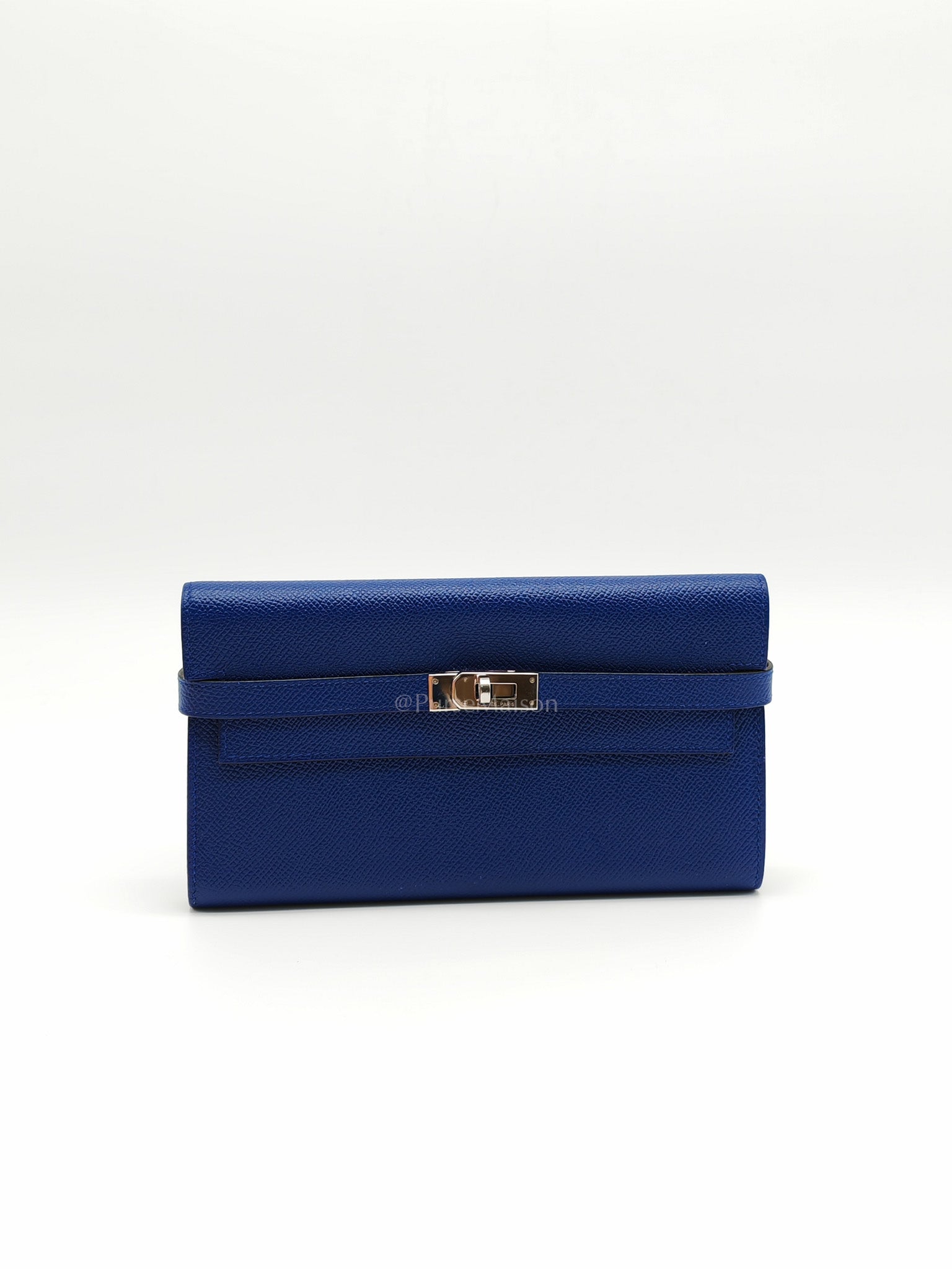 Kelly Wallet in Epsom Leather and Palladium Hardware Stamp Square R (2014) | Purse Maison Luxury Bags Shop