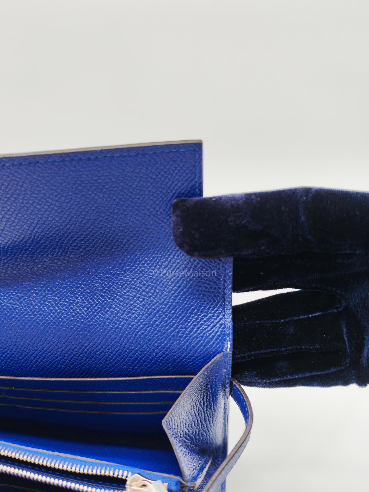 Kelly Wallet in Epsom Leather and Palladium Hardware Stamp Square R (2014) | Purse Maison Luxury Bags Shop