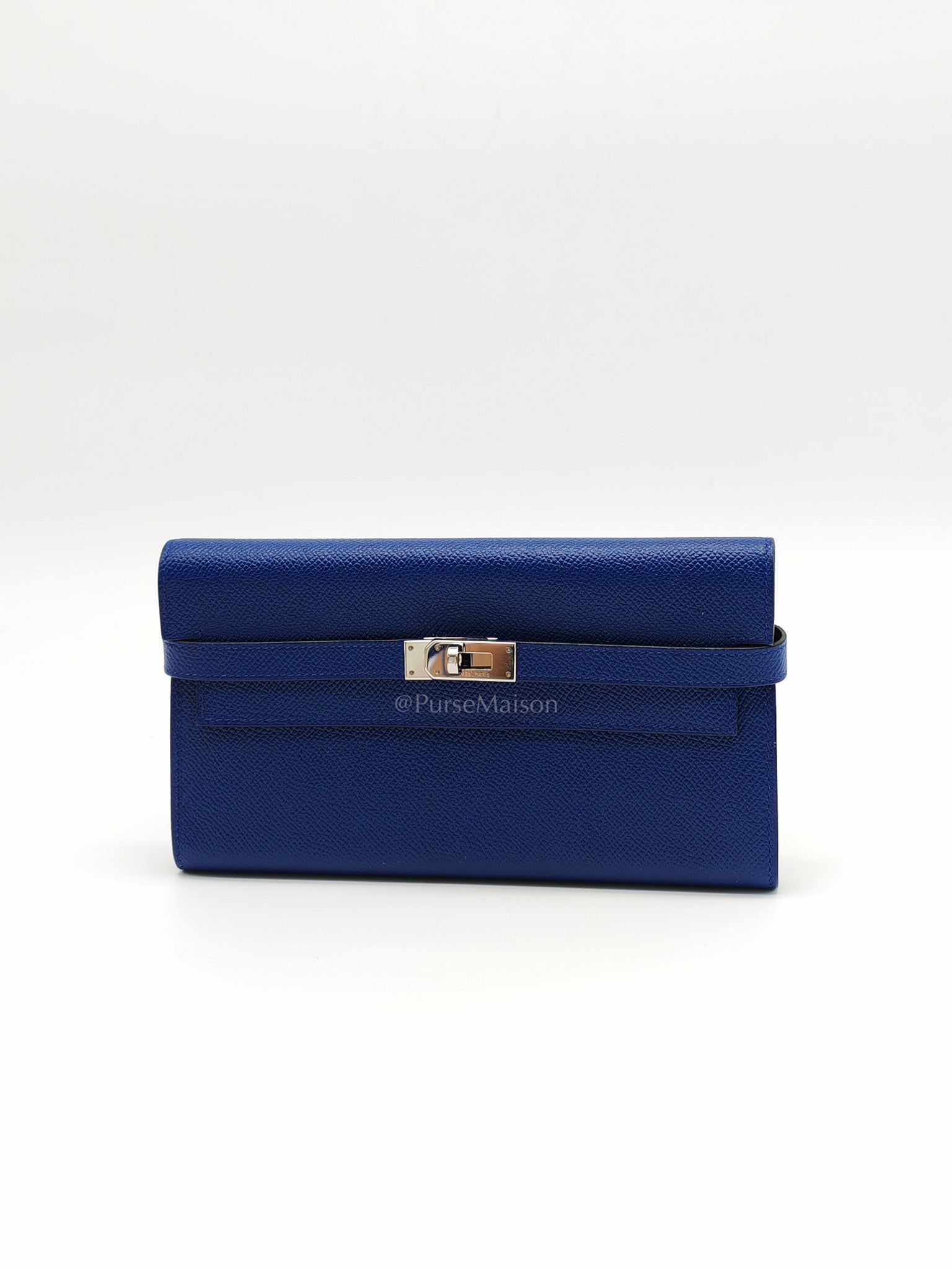 Kelly Wallet in Epsom Leather and Palladium Hardware Stamp Square R (2014) | Purse Maison Luxury Bags Shop