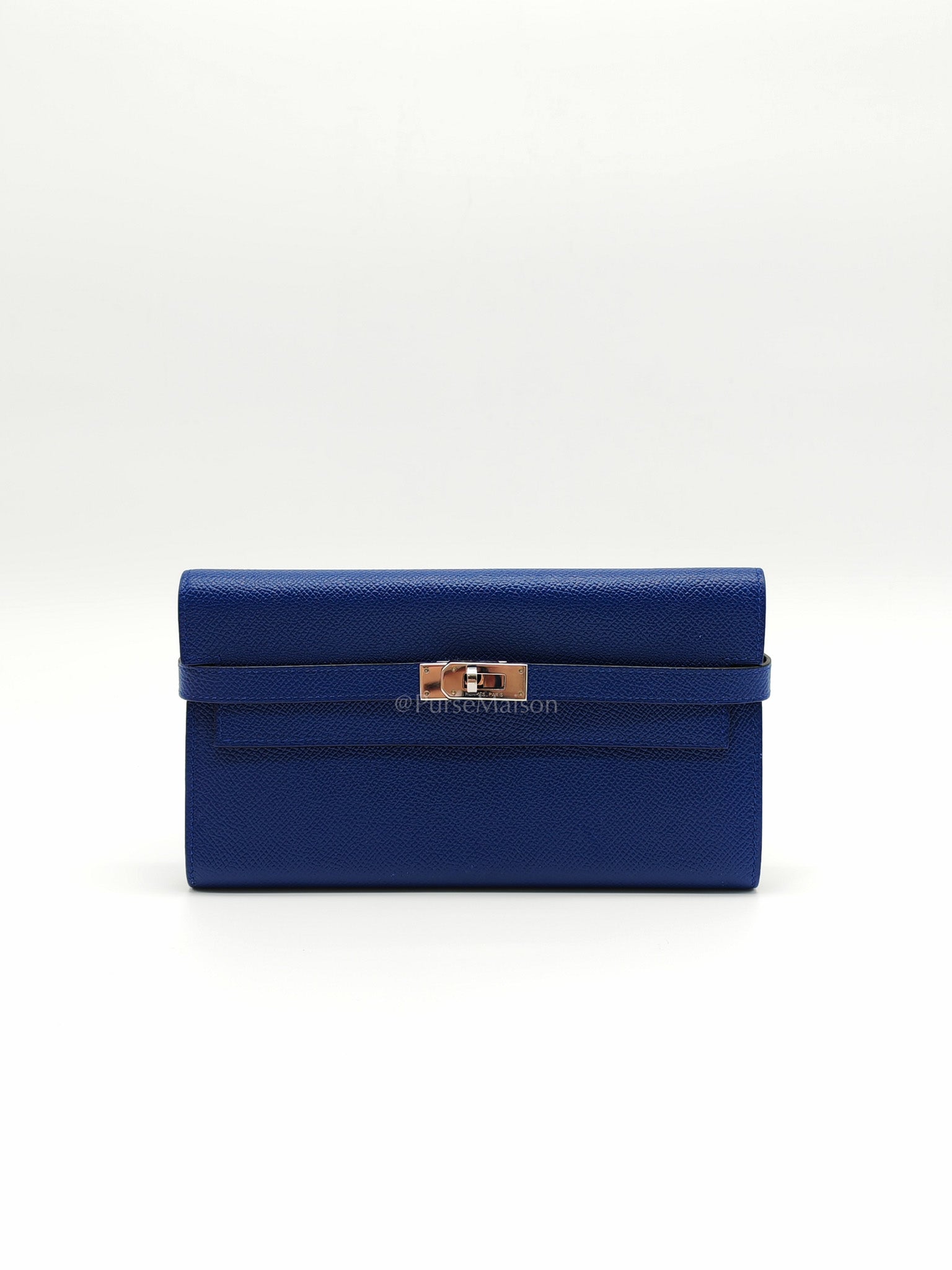 Kelly Wallet in Epsom Leather and Palladium Hardware Stamp Square R (2014) | Purse Maison Luxury Bags Shop