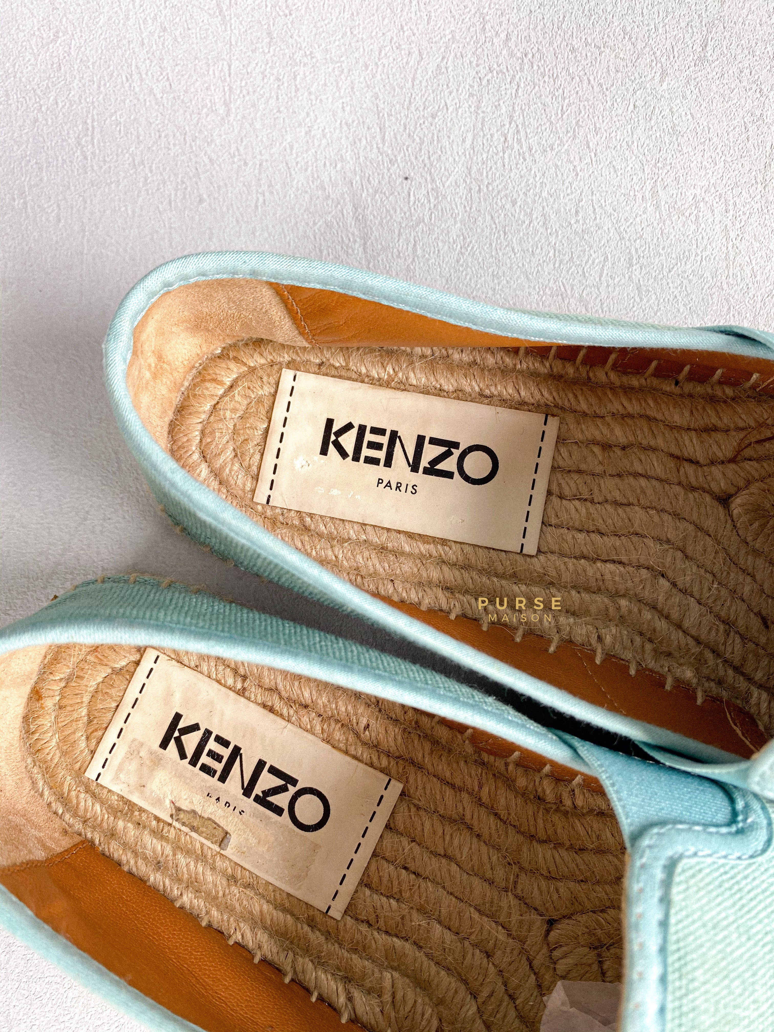 Kenzo Light Blue Elastic Tiger Espadrilles Size 38 (24.5cm) | Purse Maison Luxury Bags Shop