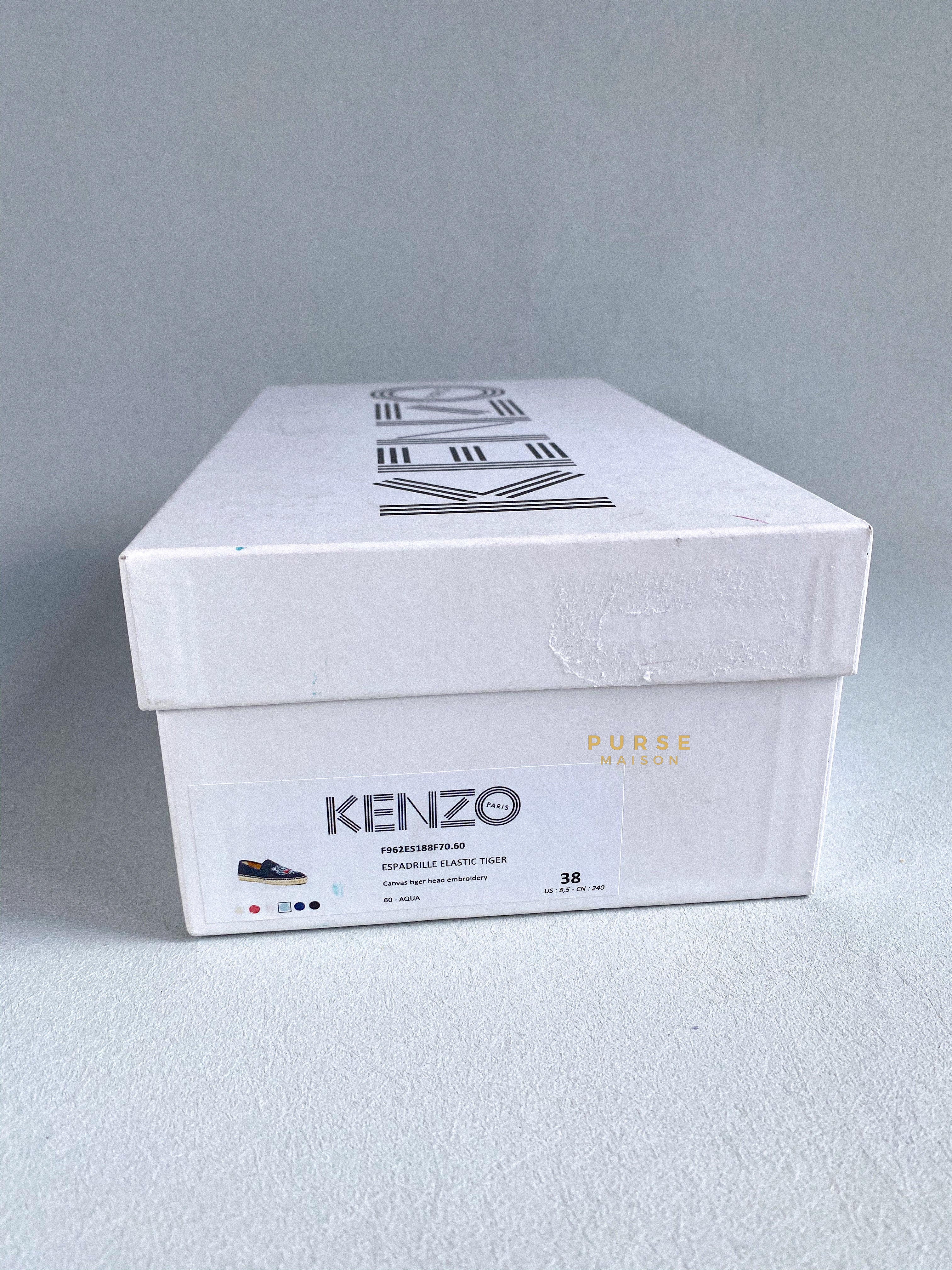 Kenzo Light Blue Elastic Tiger Espadrilles Size 38 (24.5cm) | Purse Maison Luxury Bags Shop