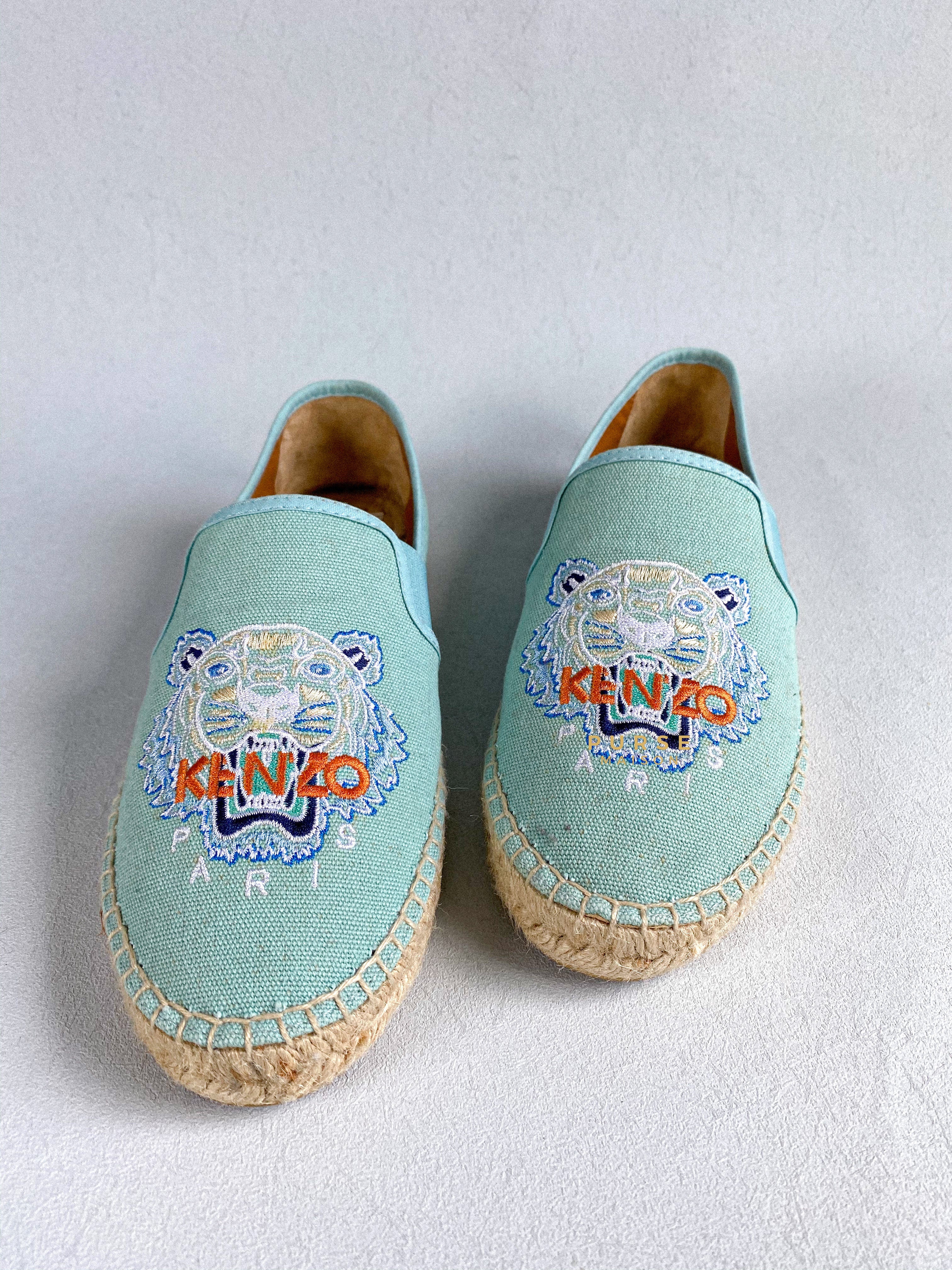 Kenzo Light Blue Elastic Tiger Espadrilles Size 38 (24.5cm) | Purse Maison Luxury Bags Shop