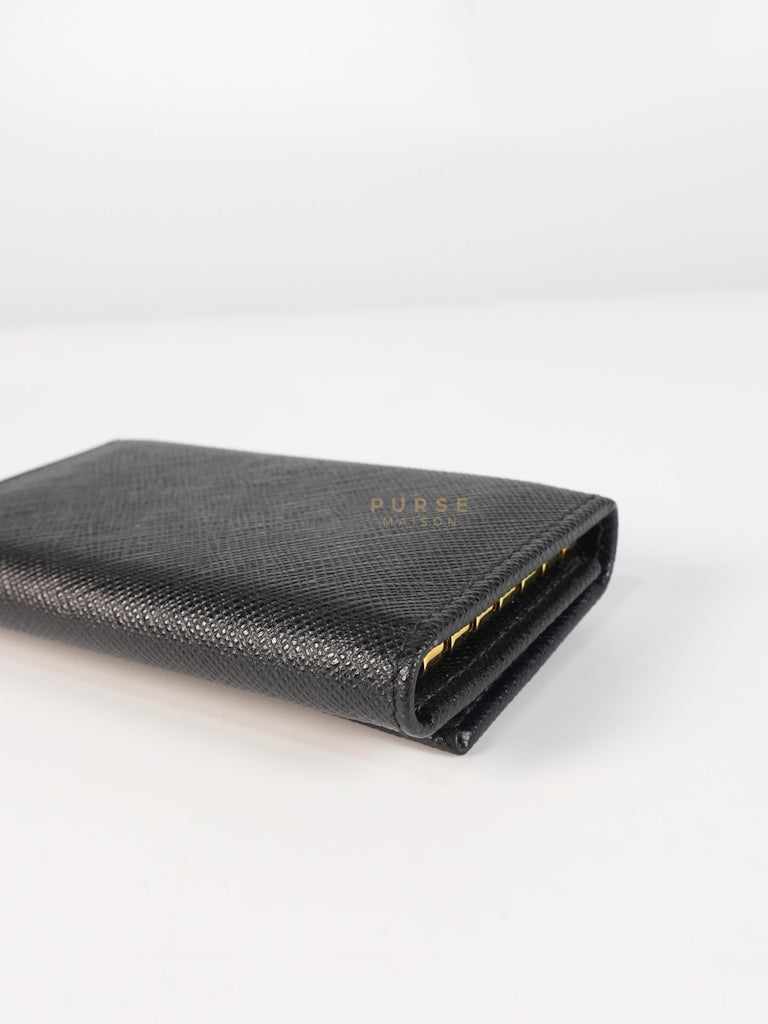 Key Holder in Black Saffiano Leather Gold Hardware | Purse Maison Luxury Bags Shop