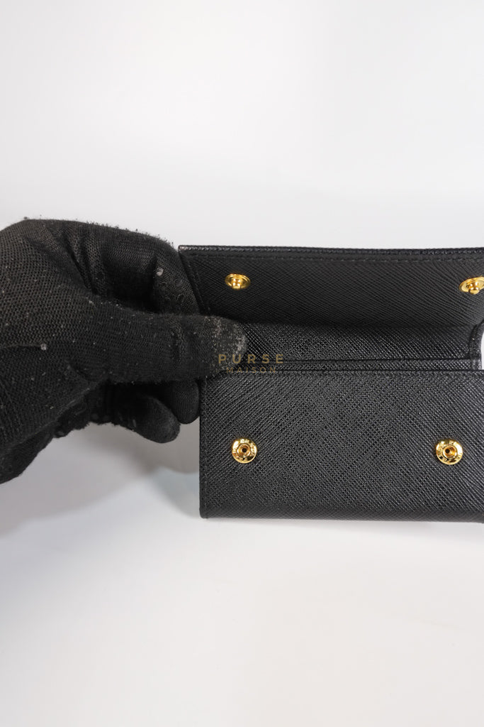 Key Holder in Black Saffiano Leather Gold Hardware | Purse Maison Luxury Bags Shop