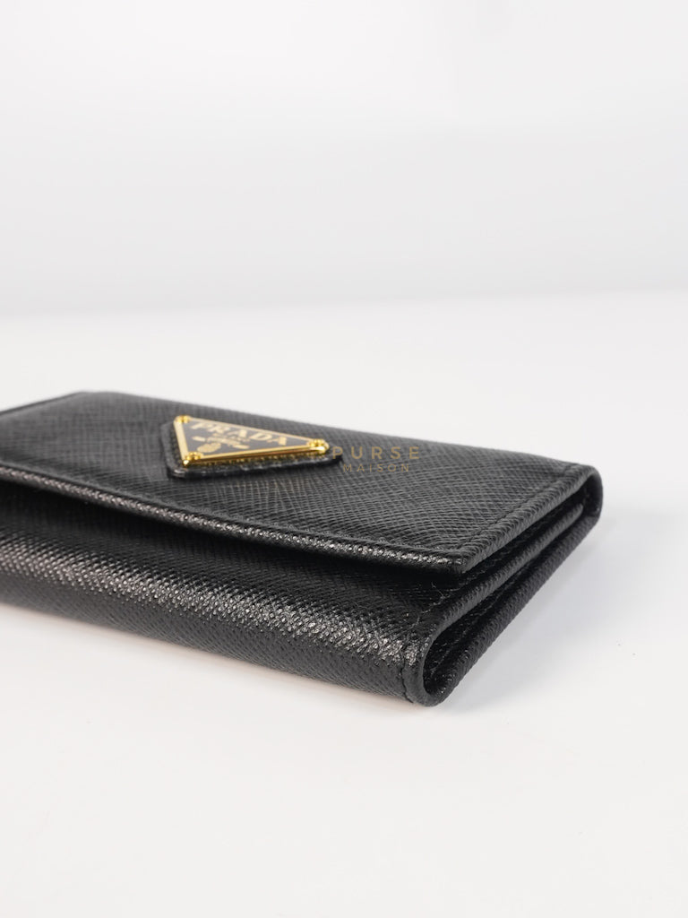 Key Holder in Black Saffiano Leather Gold Hardware | Purse Maison Luxury Bags Shop