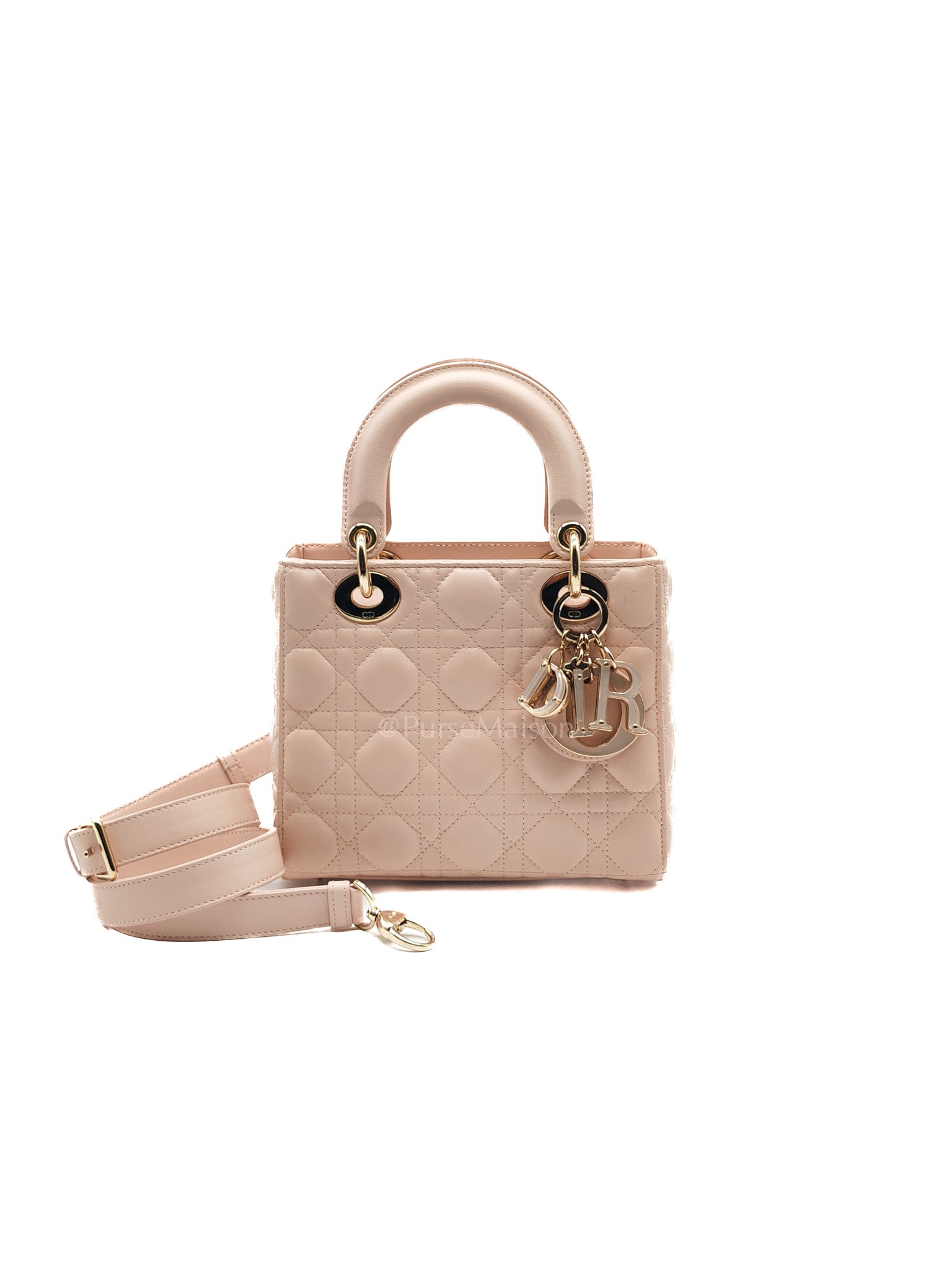 Christian Dior Lady My ABCDior Bag Small in Rose Poudre Lambskin Leather Light Gold Hardware