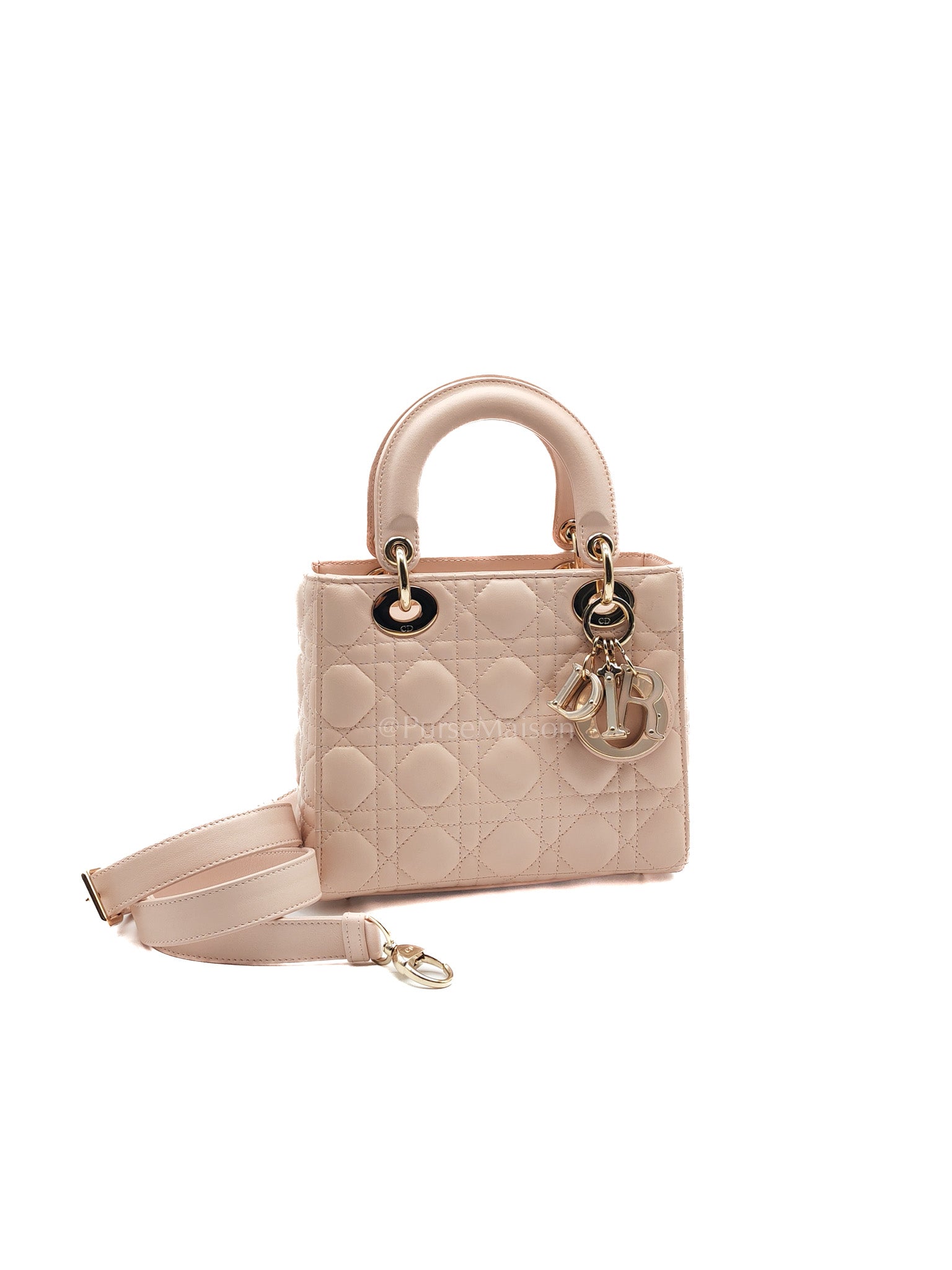 Christian Dior Lady My ABCDior Bag Small in Rose Poudre Lambskin Leather Light Gold Hardware