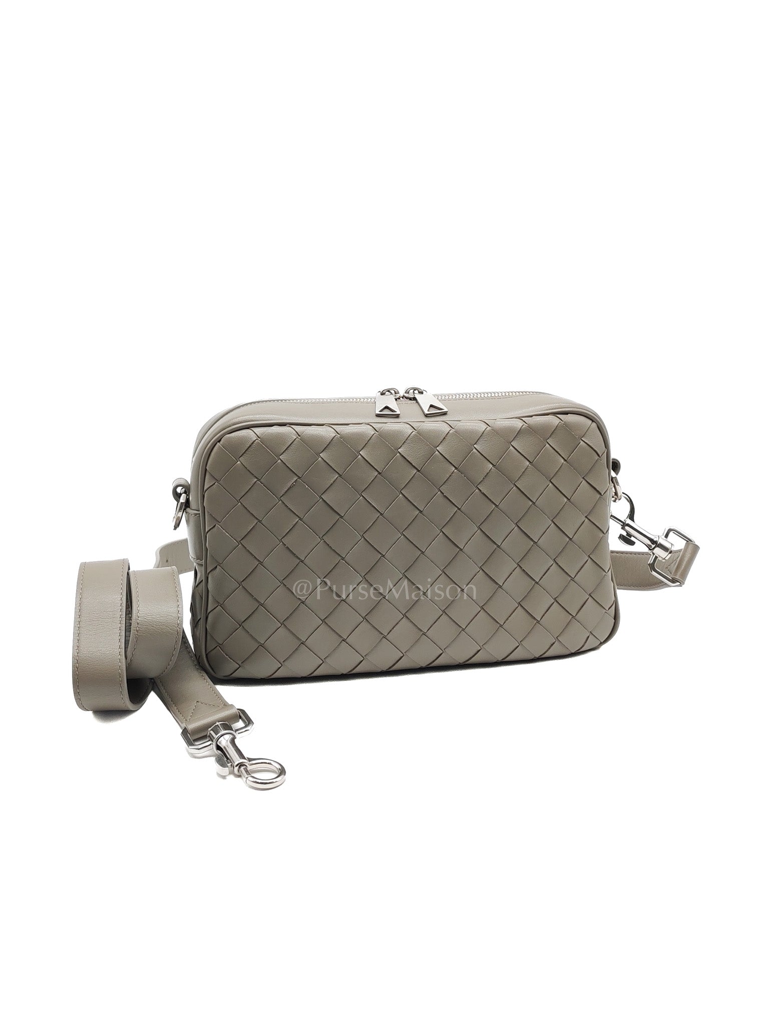 Mini Loop Camera Bag in Thunder Gray Nappa Intrecciato Leather
