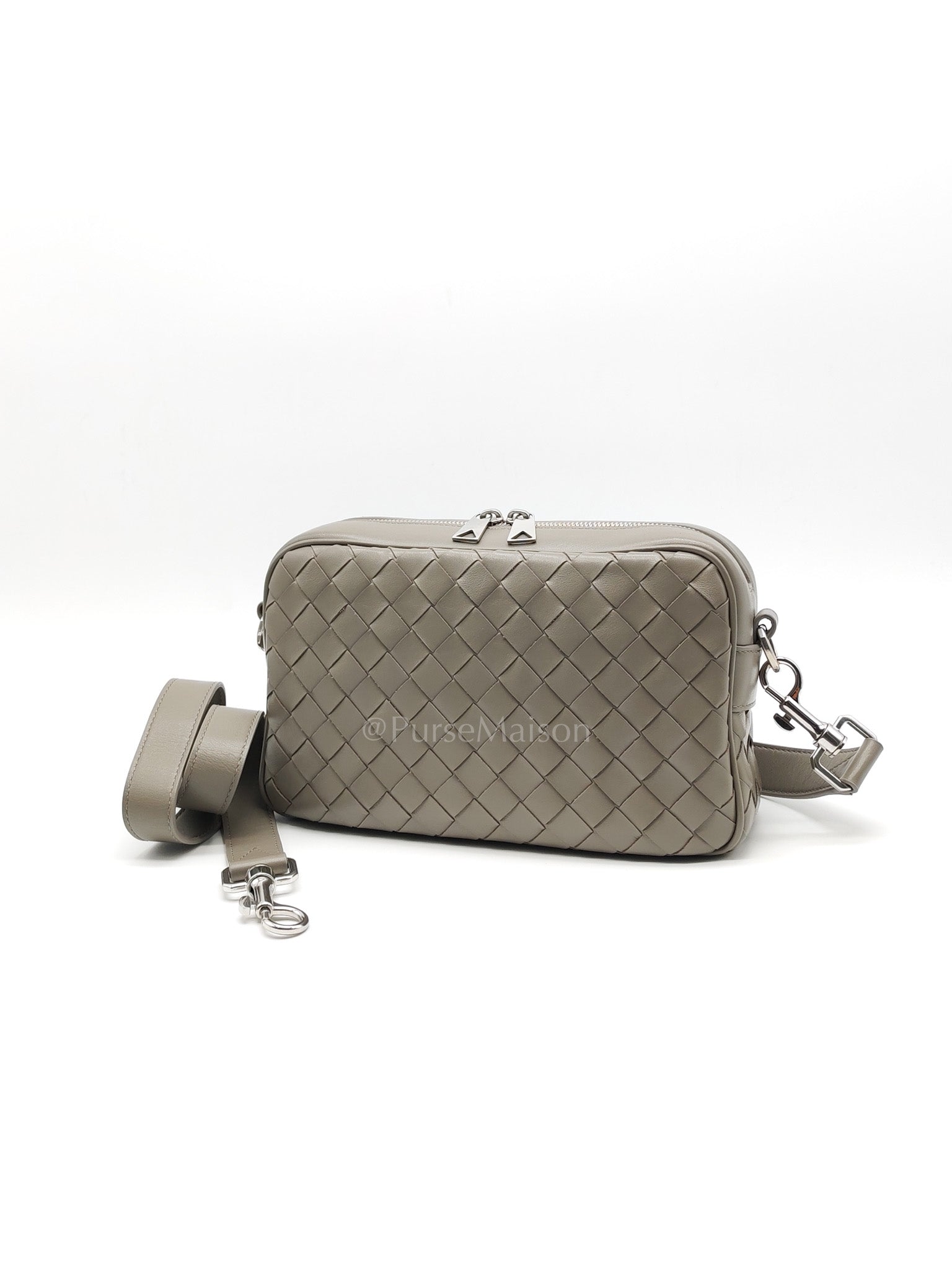Mini Loop Camera Bag in Thunder Gray Nappa Intrecciato Leather