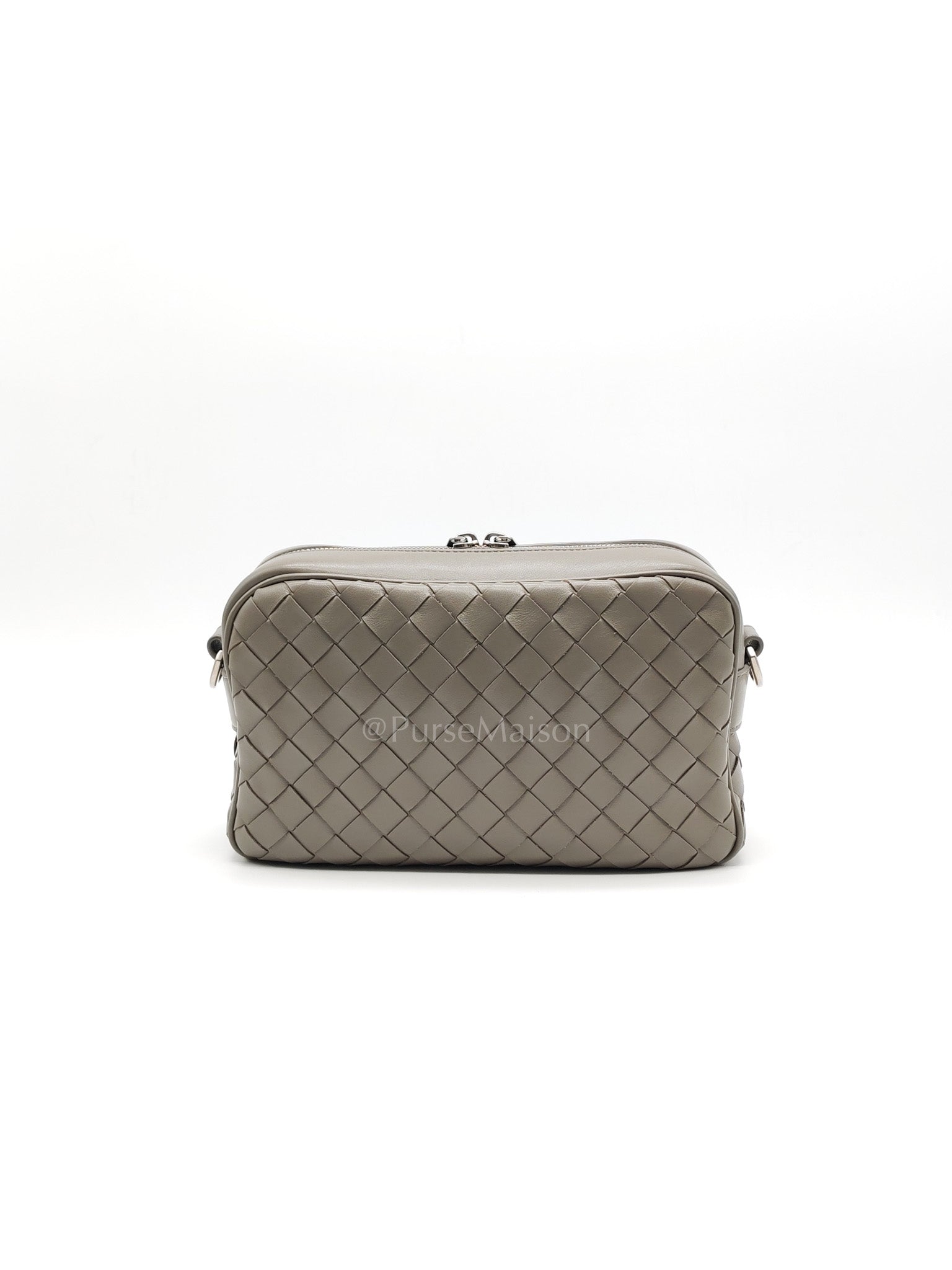 Mini Loop Camera Bag in Thunder Gray Nappa Intrecciato Leather