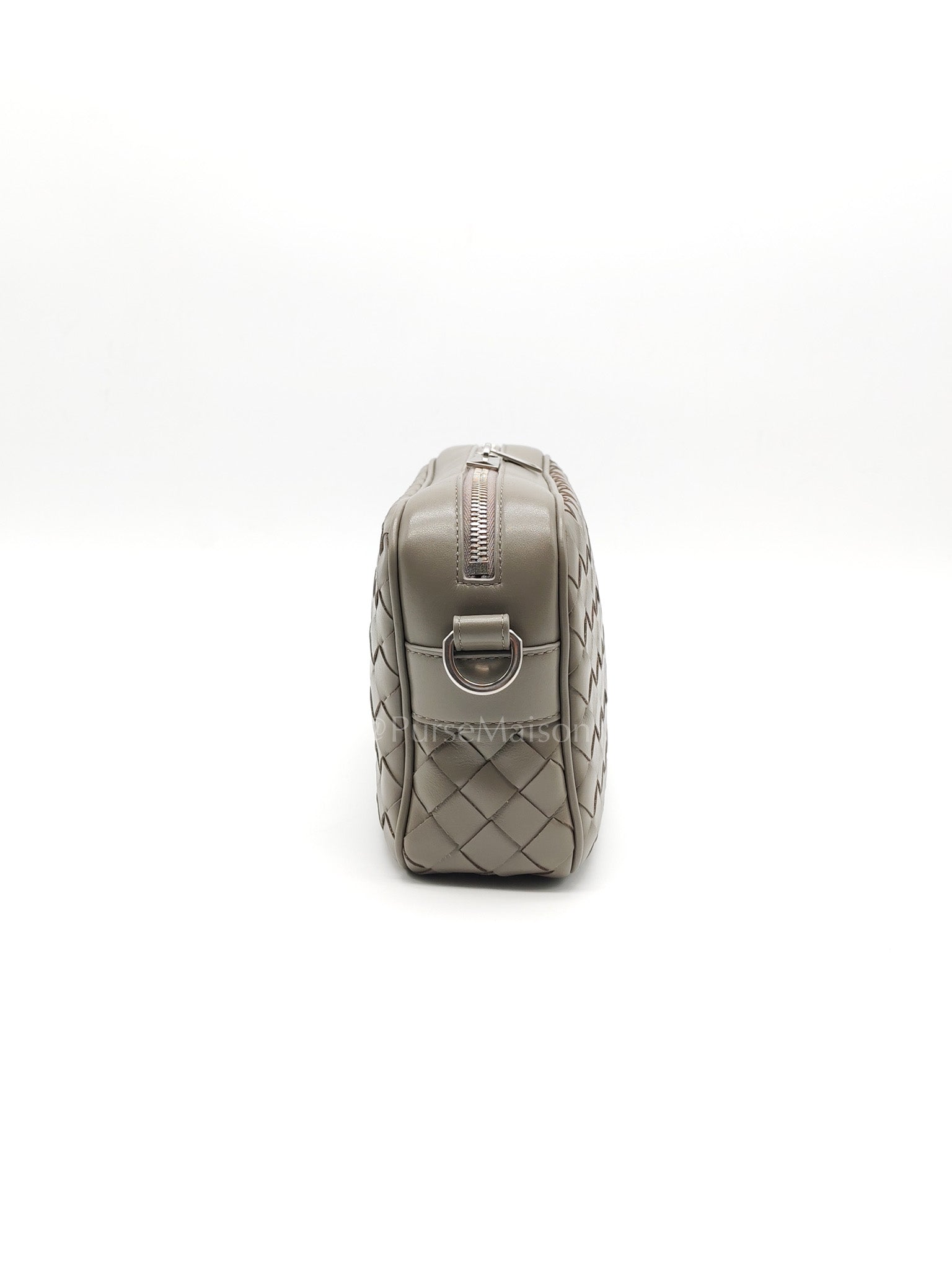 Mini Loop Camera Bag in Thunder Gray Nappa Intrecciato Leather