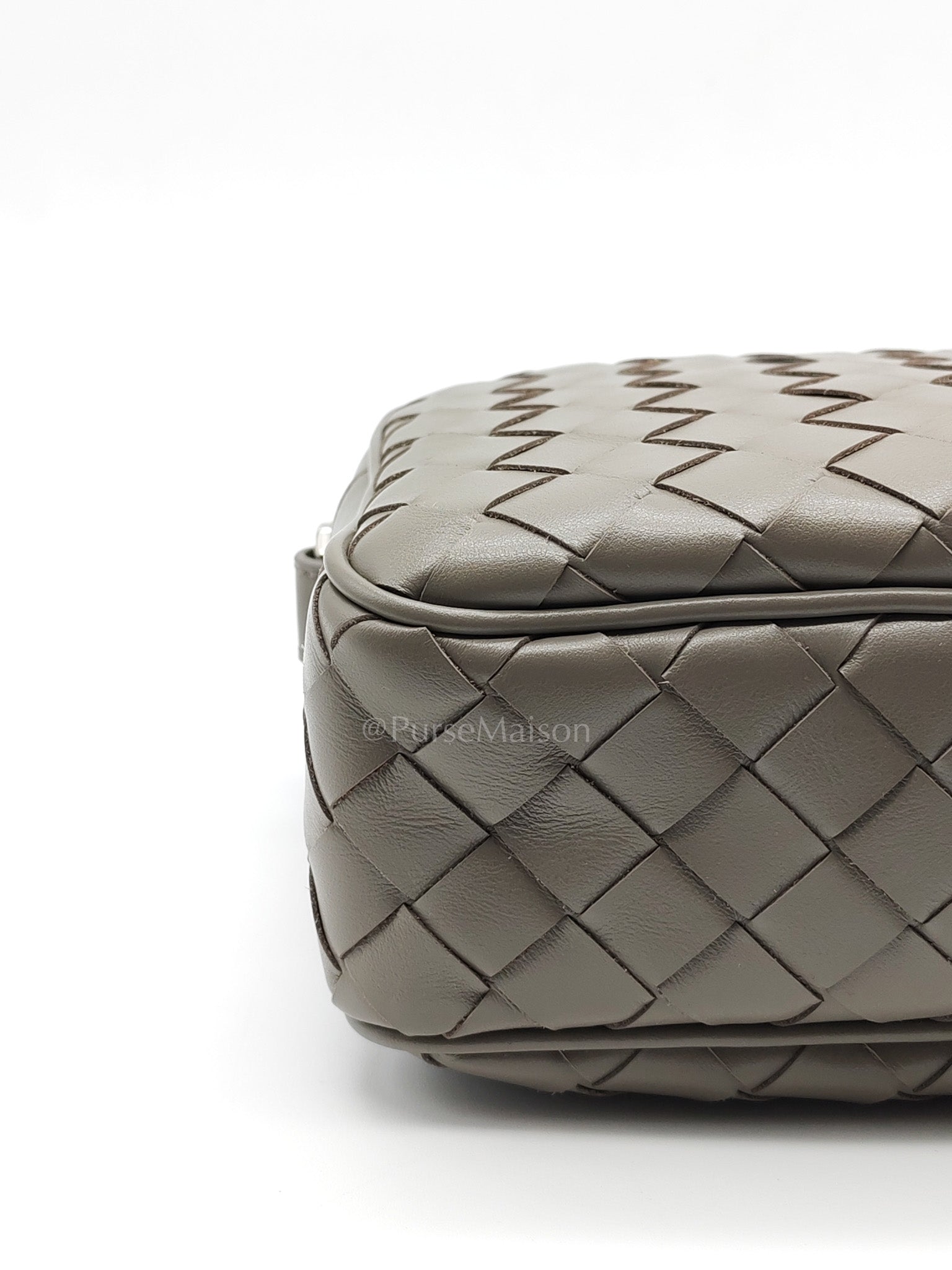 Mini Loop Camera Bag in Thunder Gray Nappa Intrecciato Leather