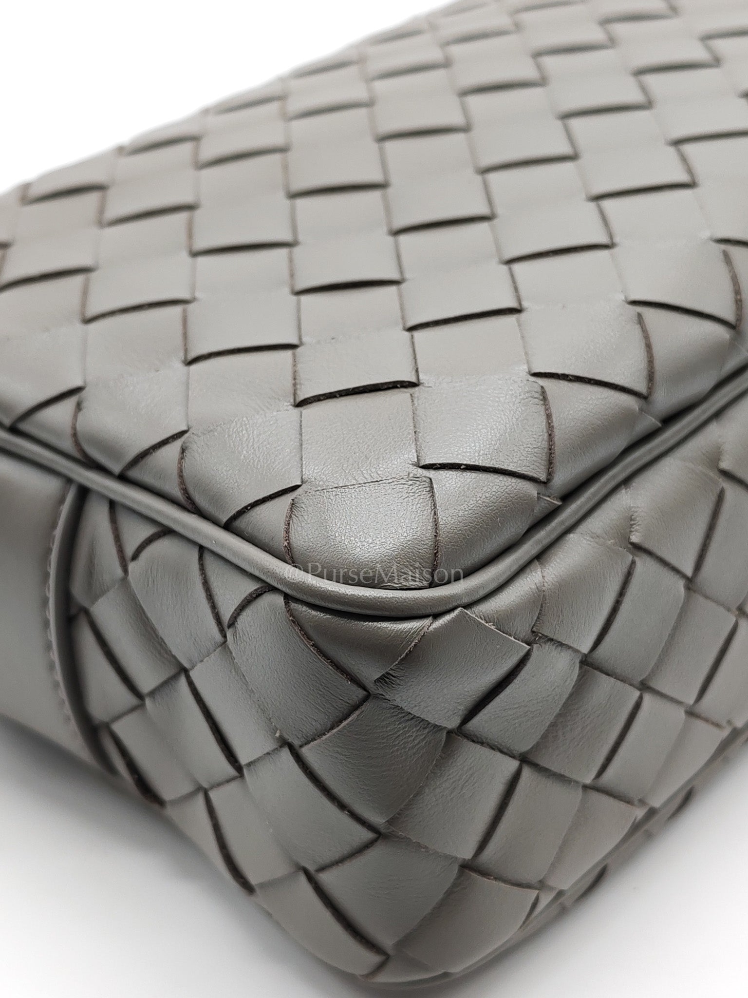 Mini Loop Camera Bag in Thunder Gray Nappa Intrecciato Leather