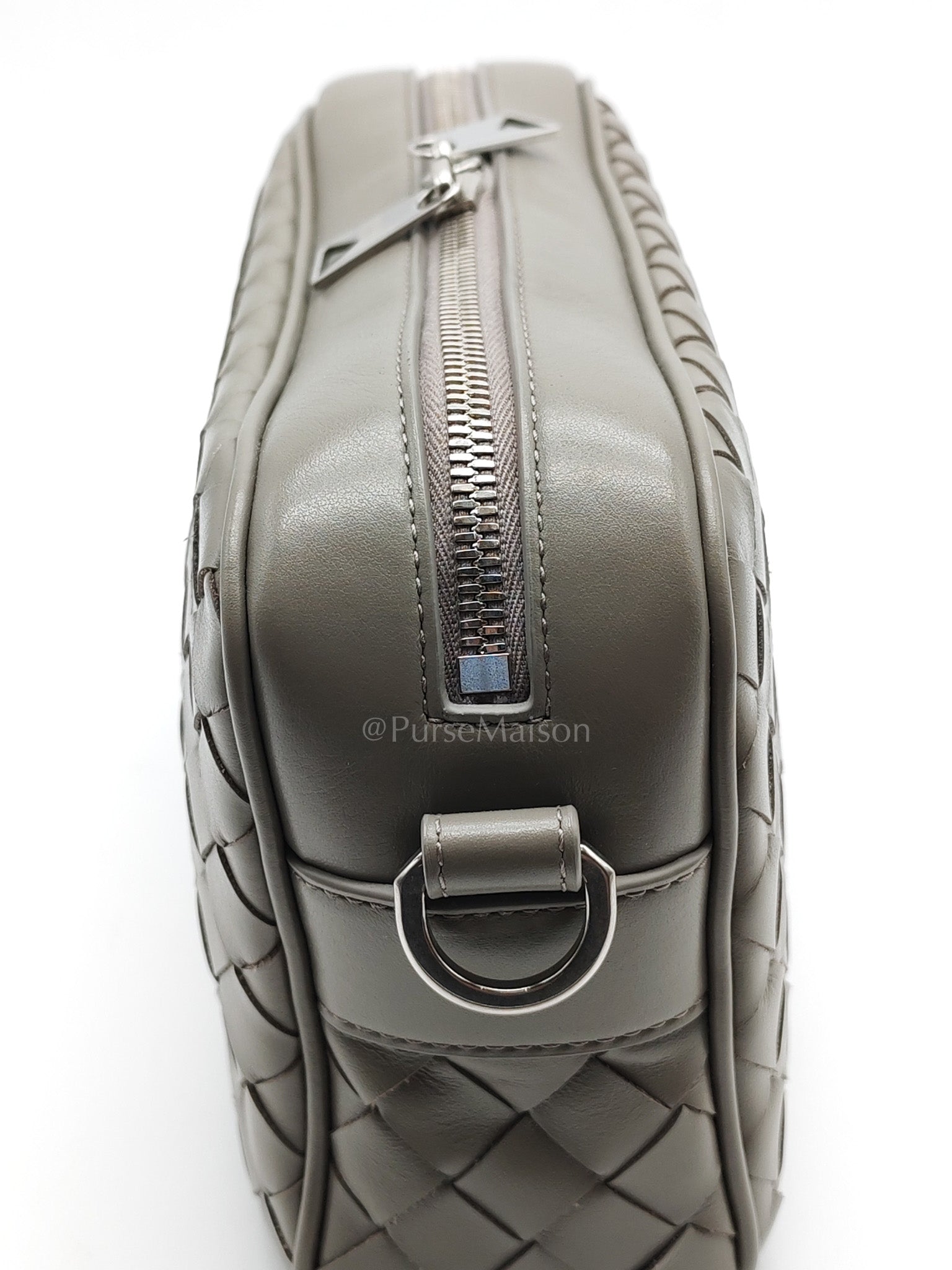 Mini Loop Camera Bag in Thunder Gray Nappa Intrecciato Leather