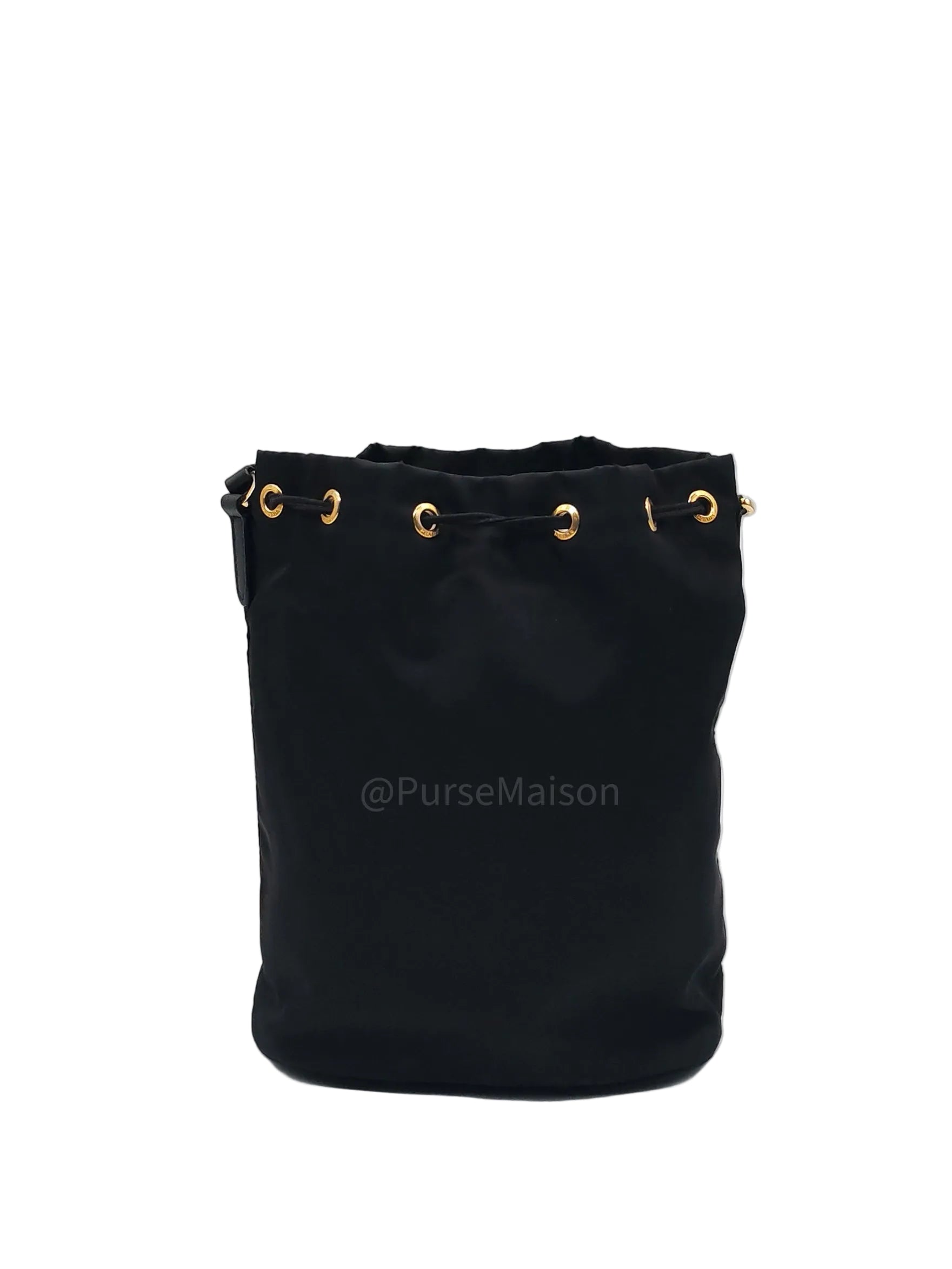 Prada Duet Re-Nylon bucket Bag Small in Black Tessuto Nylon and Gold Hardware