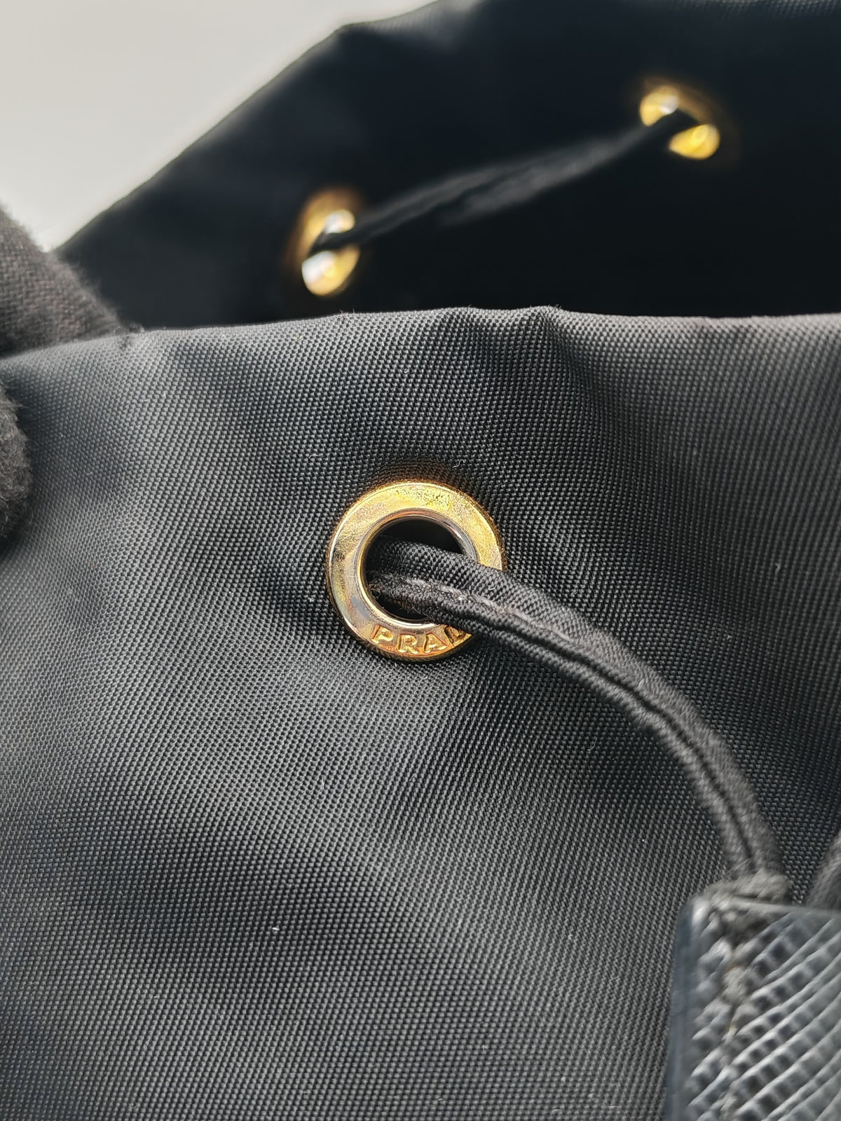 Prada Duet Re-Nylon bucket Bag Small in Black Tessuto Nylon and Gold Hardware