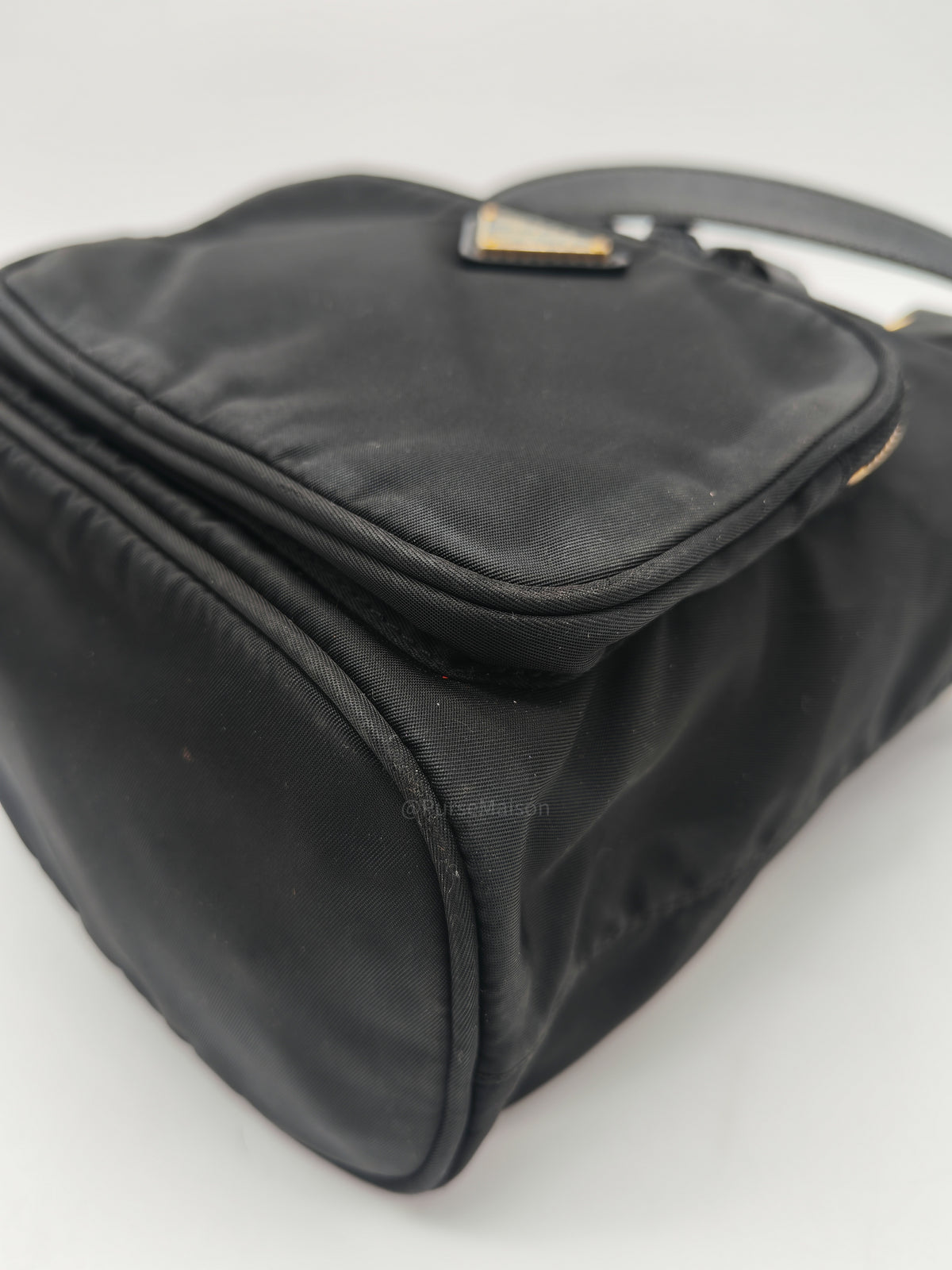 Prada Duet Re-Nylon bucket Bag Small in Black Tessuto Nylon and Gold Hardware