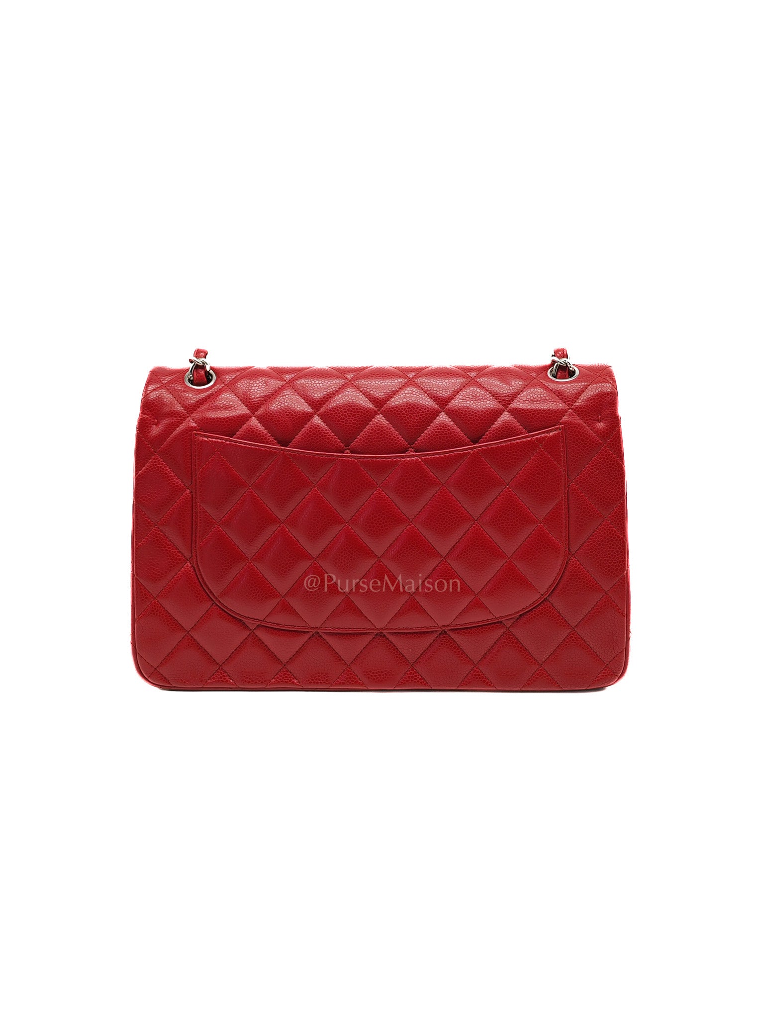 Classic Double Flap Jumbo in Red Quilted Caviar Leather and Silver Hardware Series 16