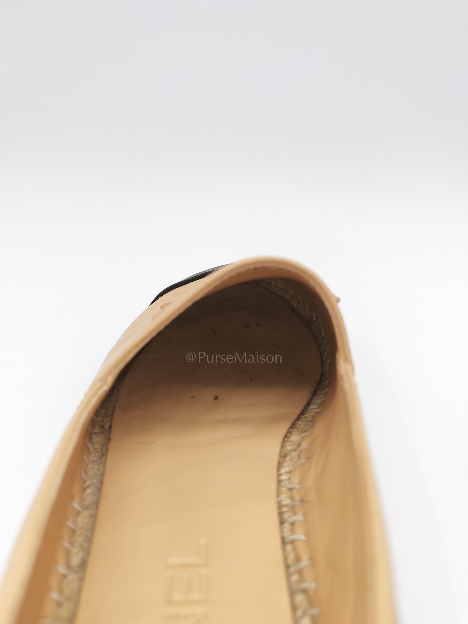 CC Espadrilles in Beige Lambskin Leather and Black Toe Size 37 EU (23.5cm)
