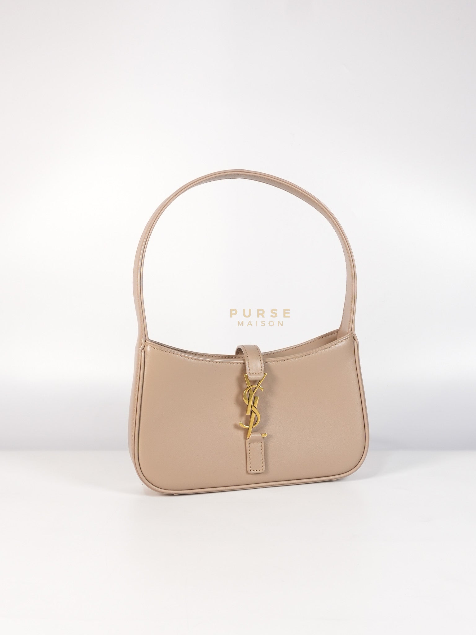 Le 5 A 7 Mini Hobo Shoulder Gold Hardware Bag in Dark Beige