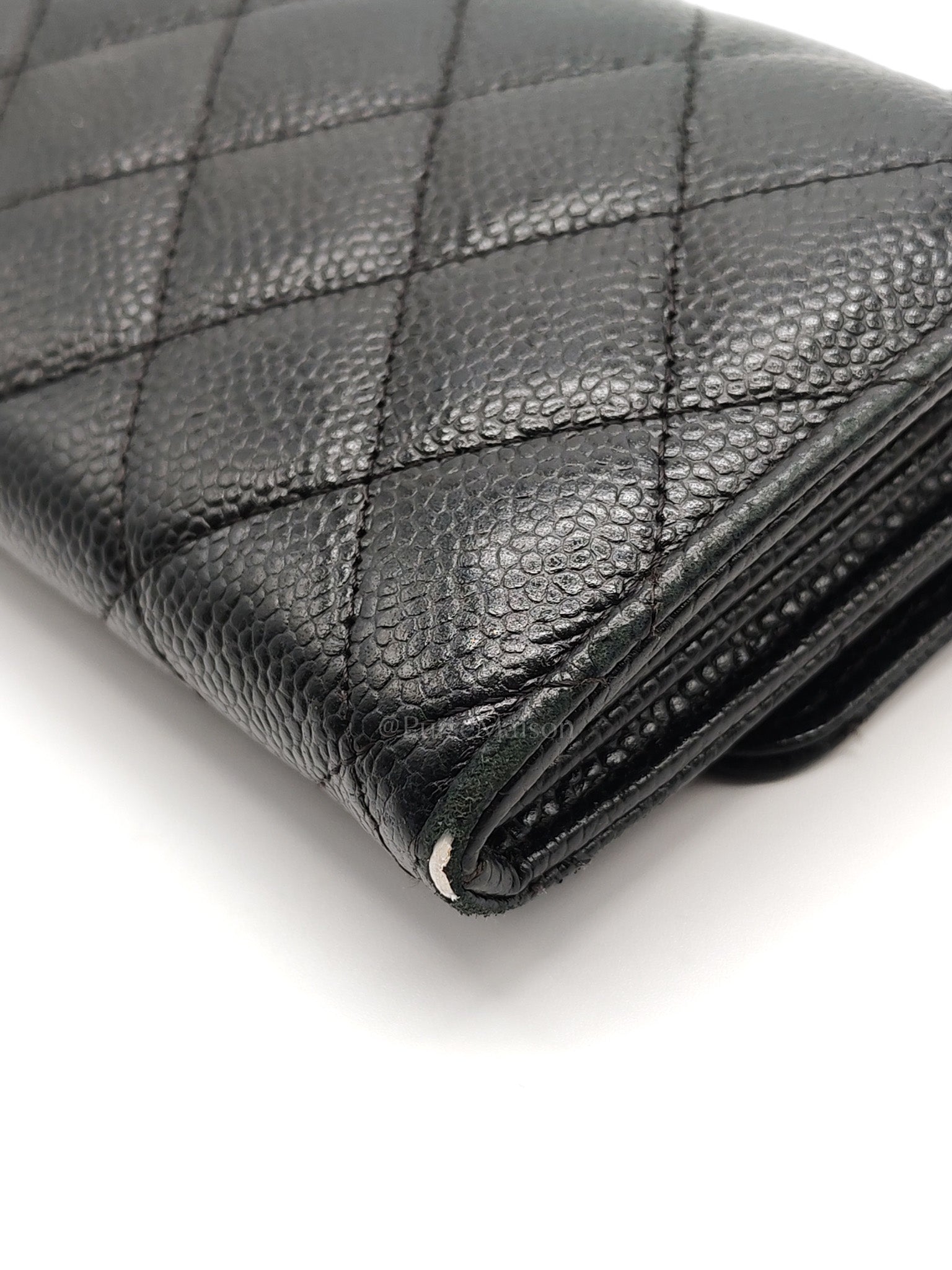 L-Gusset Flap Wallet in Black Quilted Caviar Leather & Gold Hardware Series 24 | Purse Maison Luxury Bags Shop