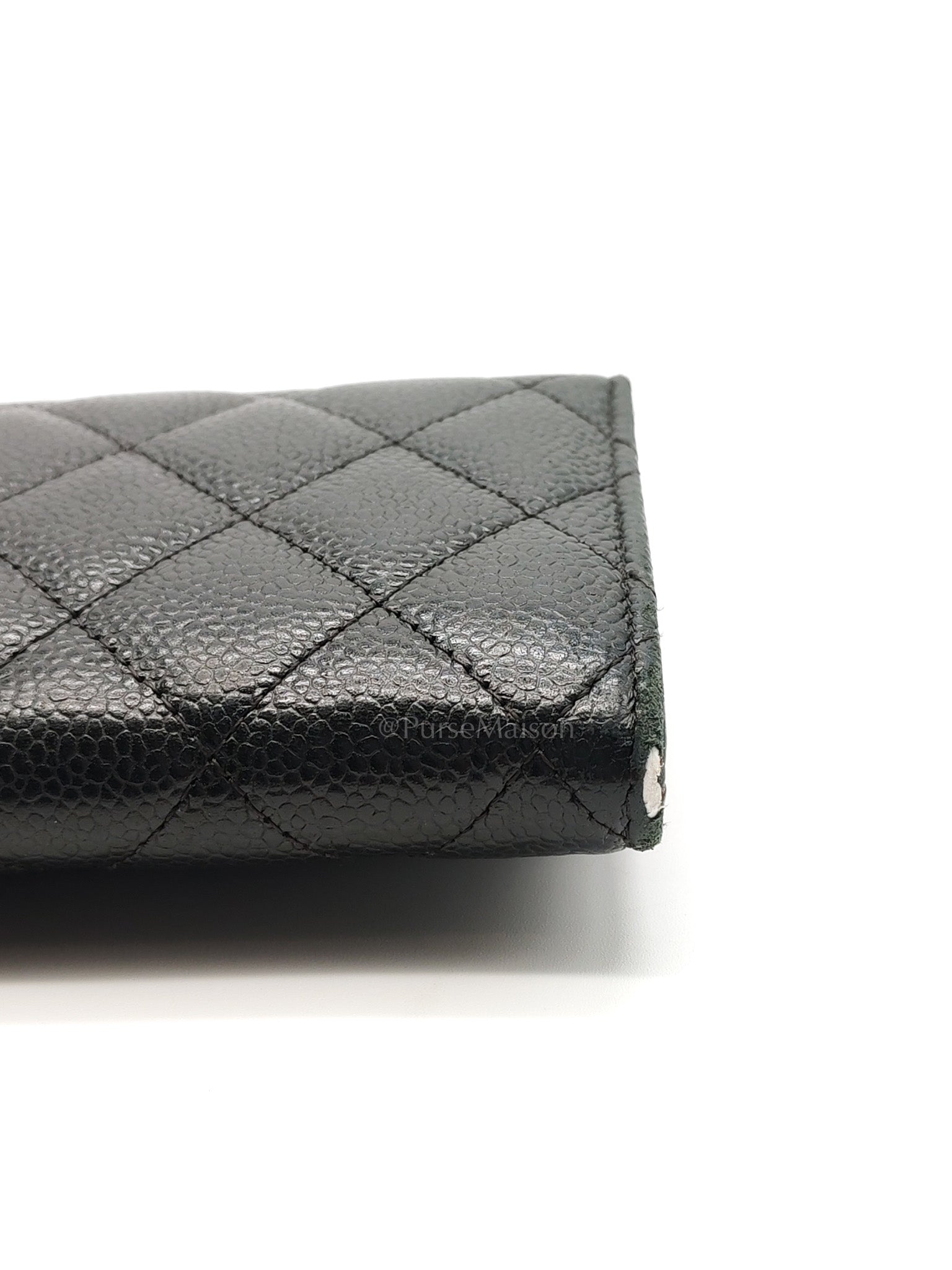 L-Gusset Flap Wallet in Black Quilted Caviar Leather & Gold Hardware Series 24 | Purse Maison Luxury Bags Shop