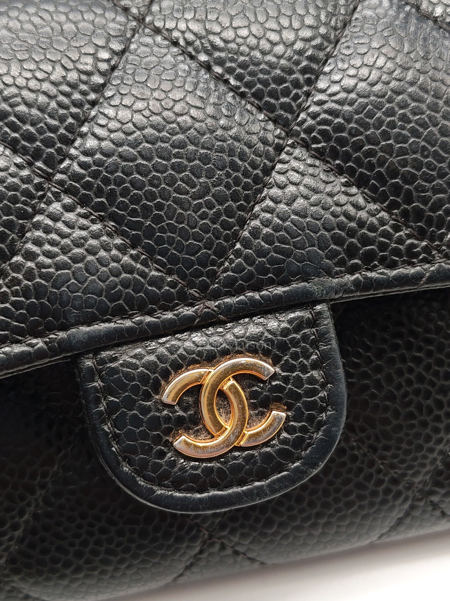 L-Gusset Flap Wallet in Black Quilted Caviar Leather & Gold Hardware Series 24 | Purse Maison Luxury Bags Shop