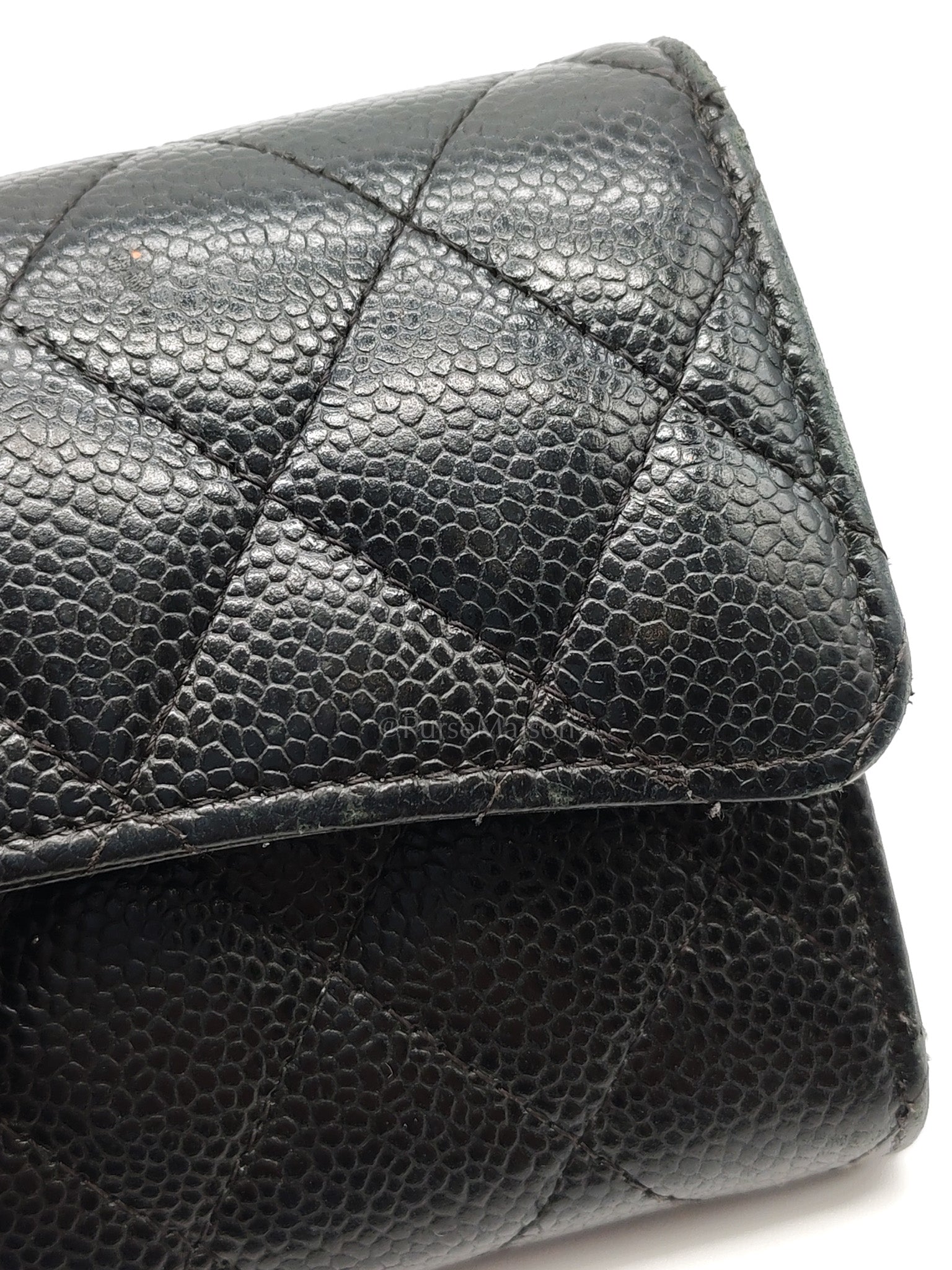 L-Gusset Flap Wallet in Black Quilted Caviar Leather & Gold Hardware Series 24 | Purse Maison Luxury Bags Shop