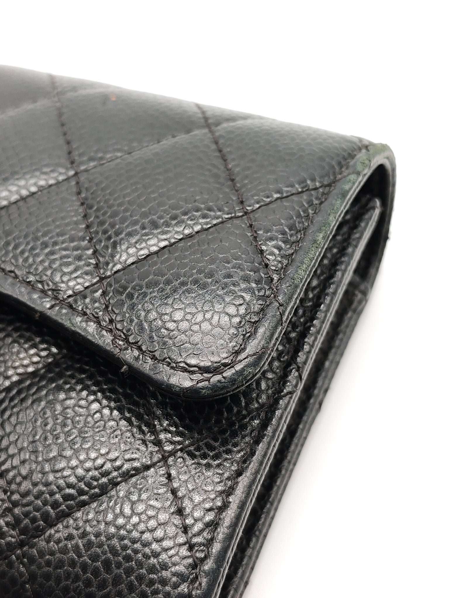 L-Gusset Flap Wallet in Black Quilted Caviar Leather & Gold Hardware Series 24 | Purse Maison Luxury Bags Shop