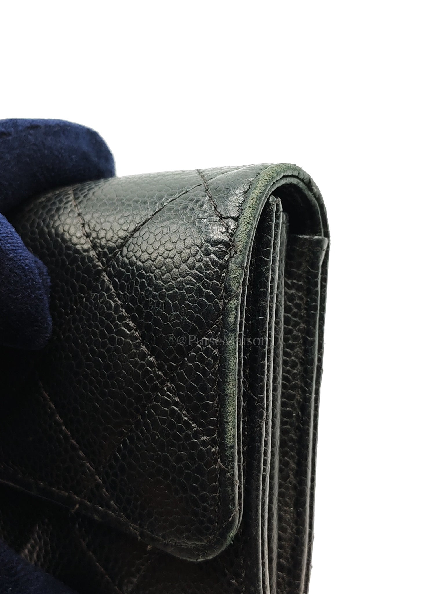 L-Gusset Flap Wallet in Black Quilted Caviar Leather & Gold Hardware Series 24 | Purse Maison Luxury Bags Shop