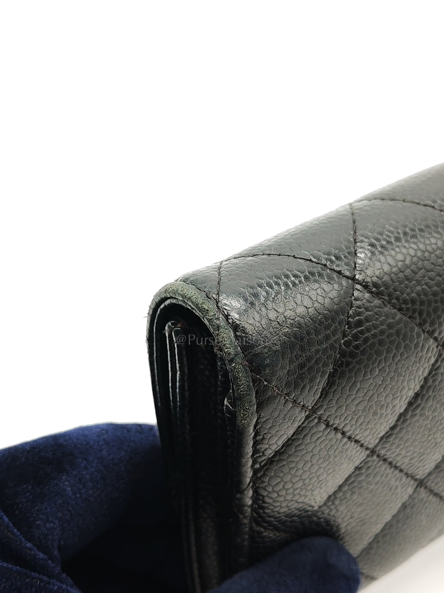 L-Gusset Flap Wallet in Black Quilted Caviar Leather & Gold Hardware Series 24 | Purse Maison Luxury Bags Shop