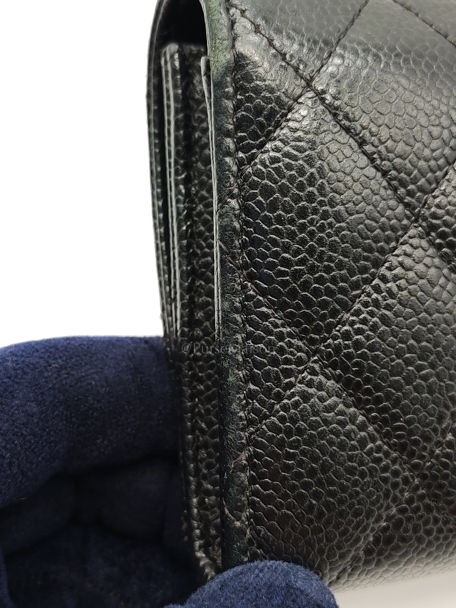 L-Gusset Flap Wallet in Black Quilted Caviar Leather & Gold Hardware Series 24 | Purse Maison Luxury Bags Shop