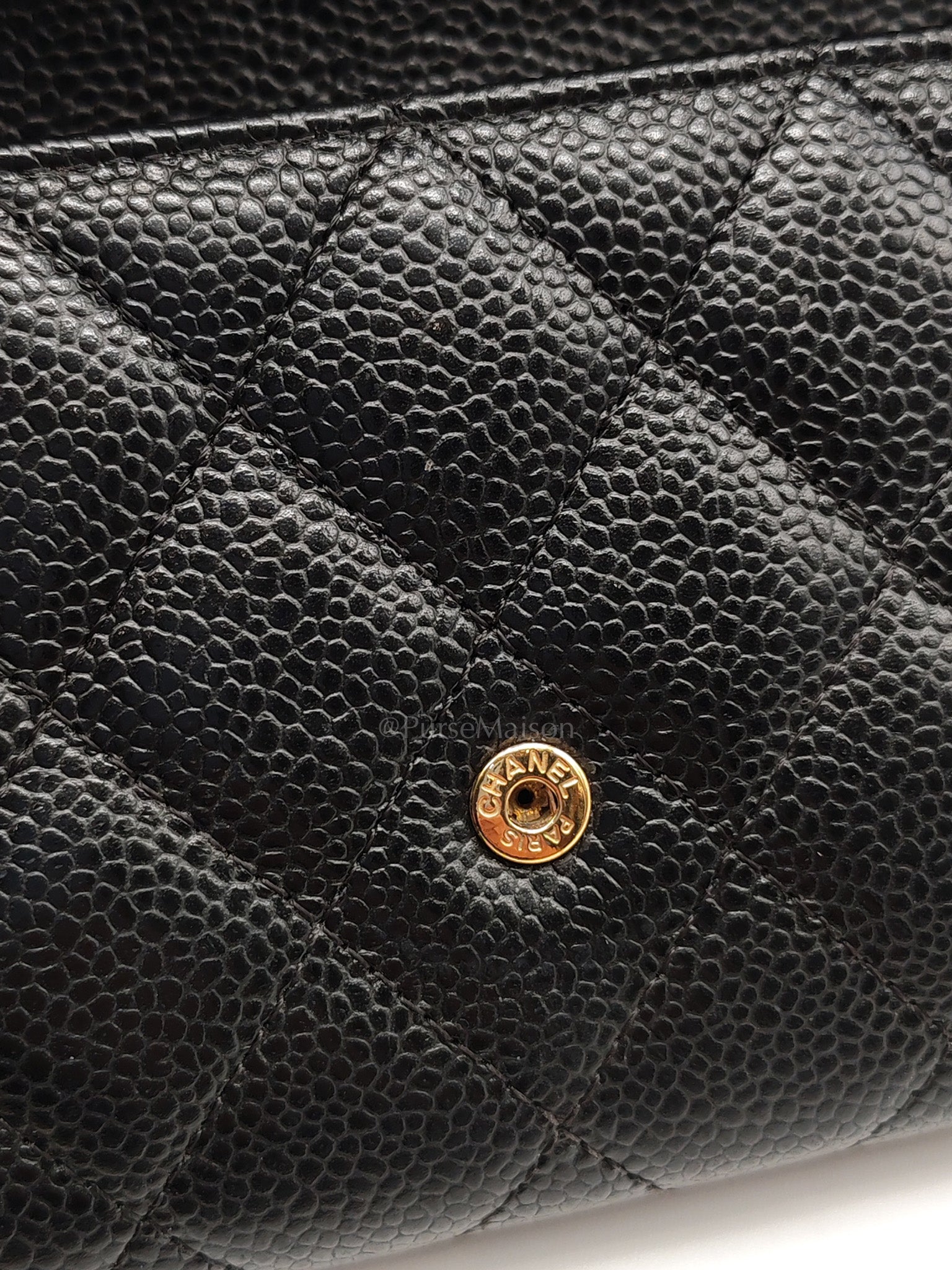 L-Gusset Flap Wallet in Black Quilted Caviar Leather & Gold Hardware Series 24 | Purse Maison Luxury Bags Shop