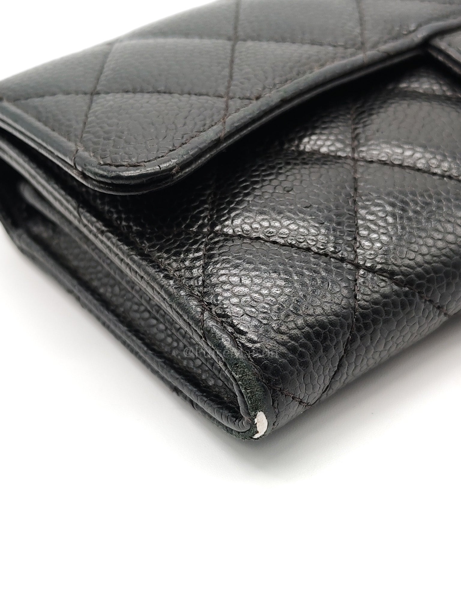 L-Gusset Flap Wallet in Black Quilted Caviar Leather & Gold Hardware Series 24 | Purse Maison Luxury Bags Shop