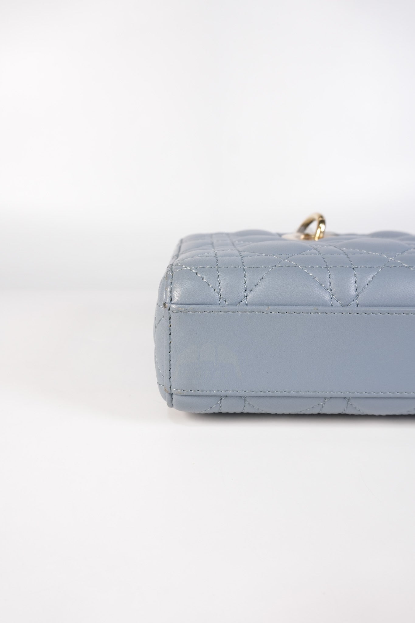 Lady D-Joy Medium Blue Cannage Lambskin Leather in Light Gold Hardware | Purse Maison Luxury Bags Shop