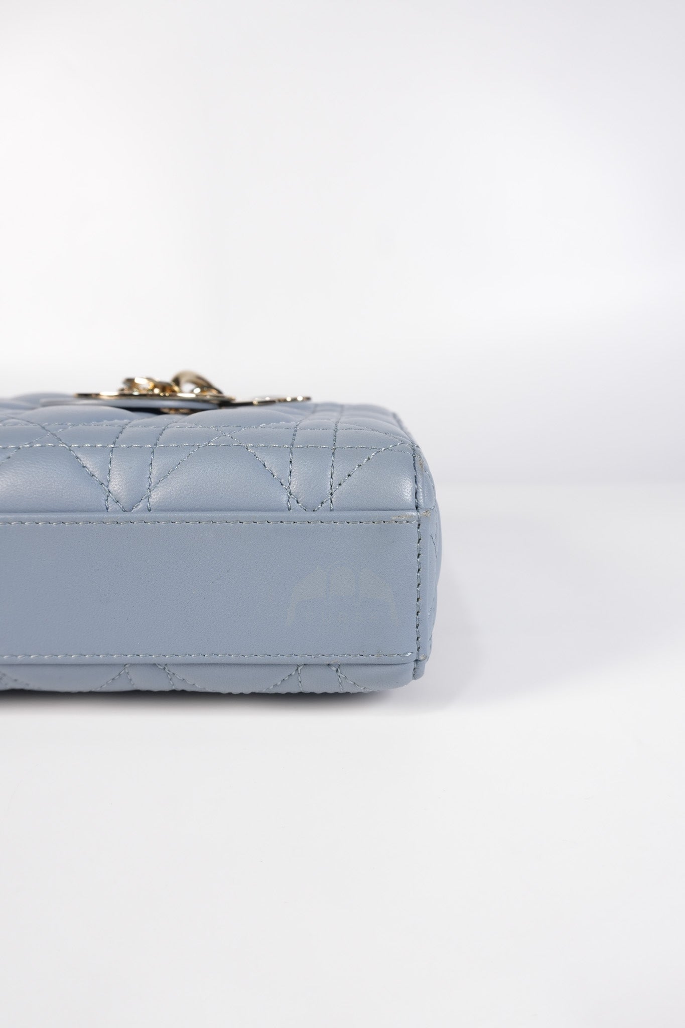 Lady D-Joy Medium Blue Cannage Lambskin Leather in Light Gold Hardware | Purse Maison Luxury Bags Shop