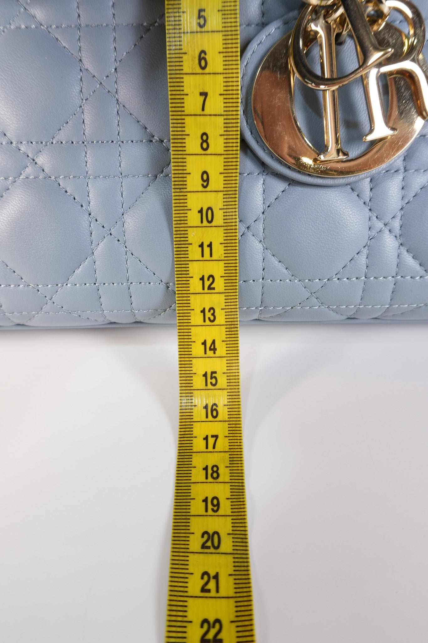 Lady D-Joy Medium Blue Cannage Lambskin Leather in Light Gold Hardware | Purse Maison Luxury Bags Shop