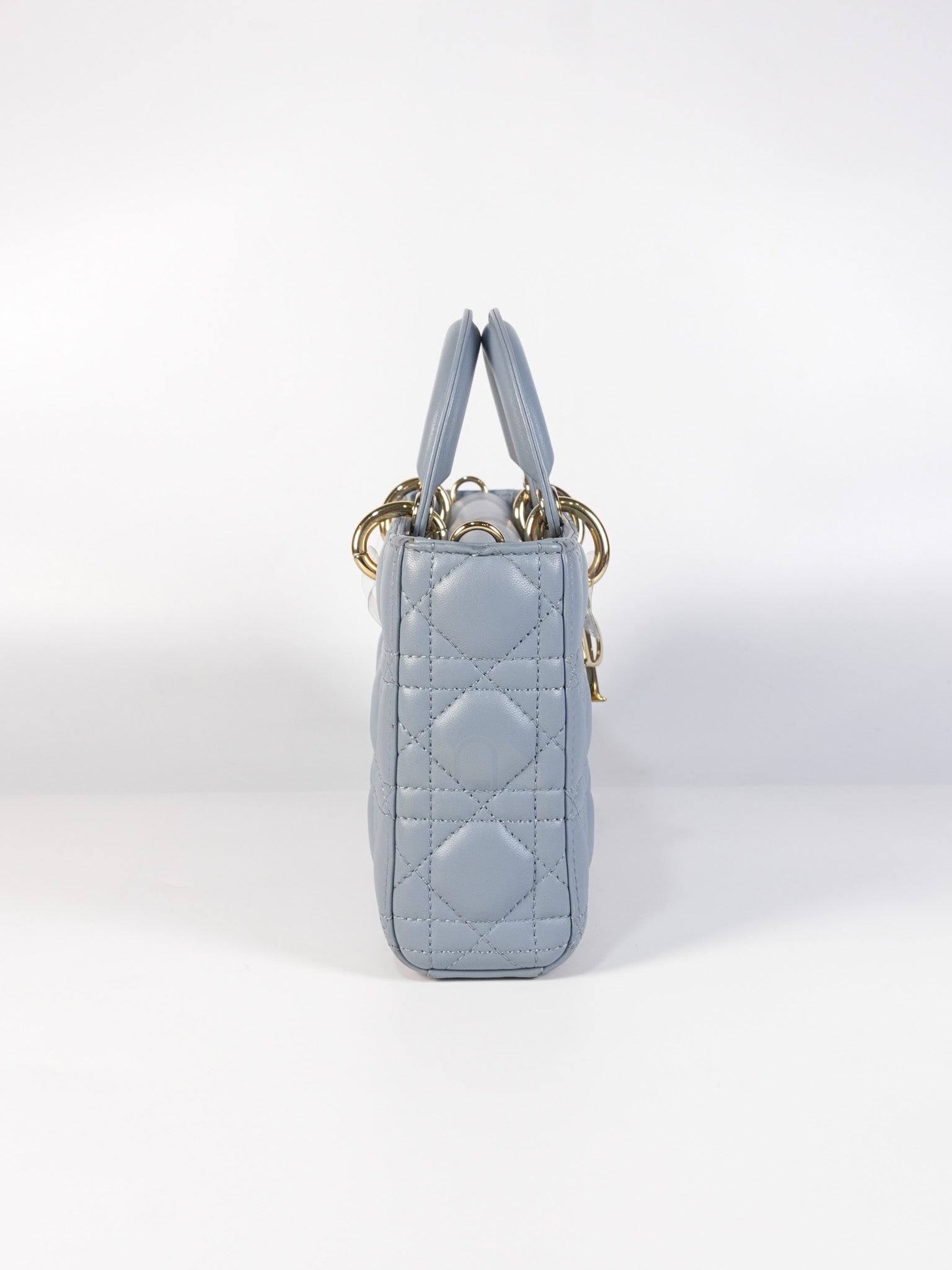 Lady D-Joy Medium Blue Cannage Lambskin Leather in Light Gold Hardware | Purse Maison Luxury Bags Shop