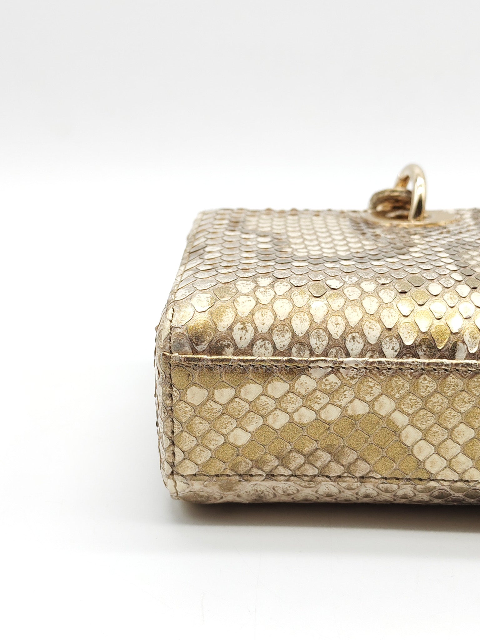 Lady D-Joy Medium in Gold Python Leather & Light Gold Hardware | Purse Maison Luxury Bags Shop