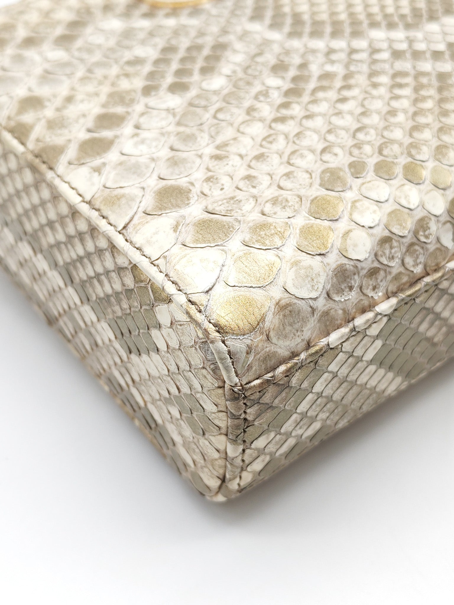 Lady D-Joy Medium in Gold Python Leather & Light Gold Hardware | Purse Maison Luxury Bags Shop