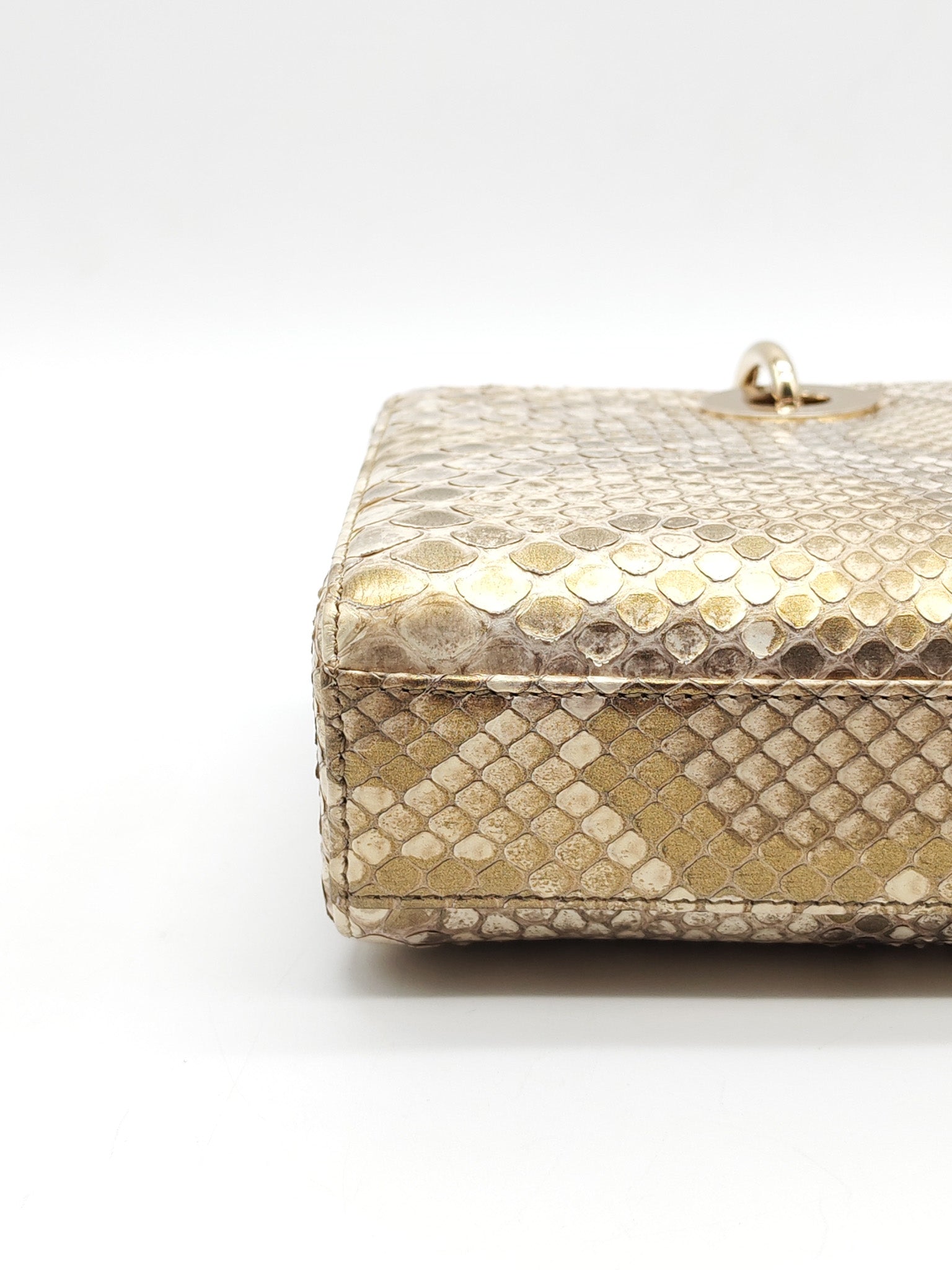 Lady D-Joy Medium in Gold Python Leather & Light Gold Hardware | Purse Maison Luxury Bags Shop