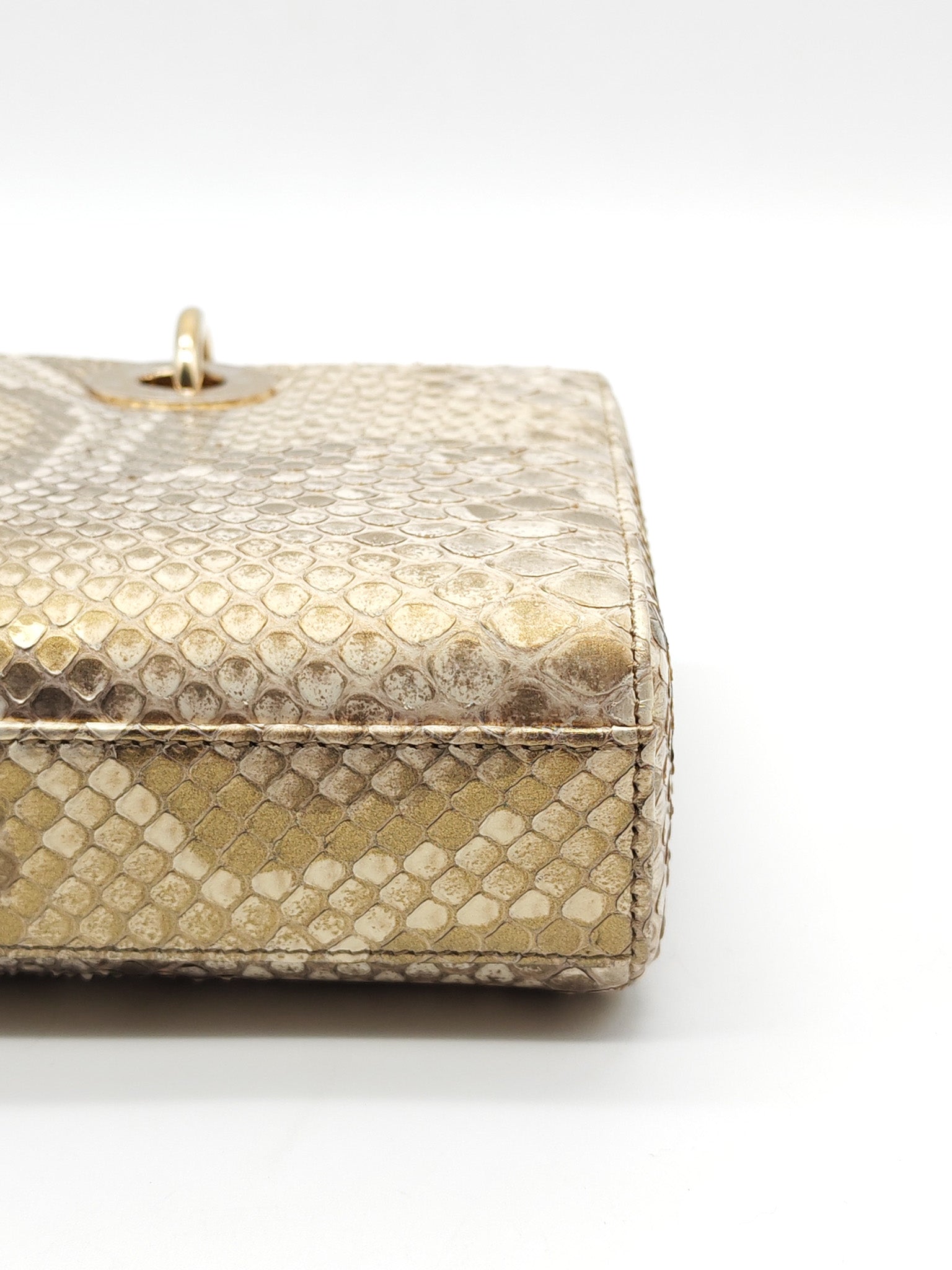Lady D-Joy Medium in Gold Python Leather & Light Gold Hardware | Purse Maison Luxury Bags Shop