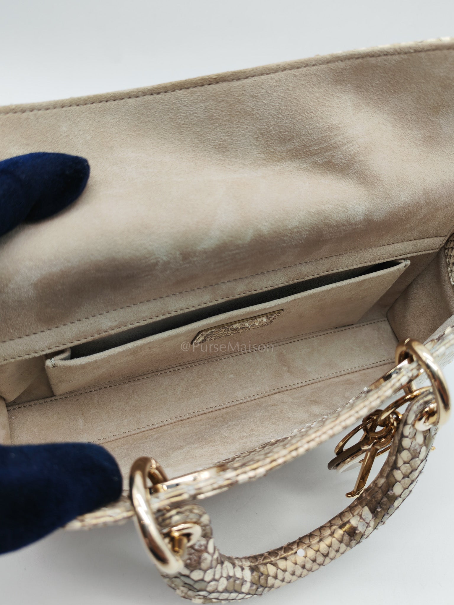 Lady D-Joy Medium in Gold Python Leather & Light Gold Hardware | Purse Maison Luxury Bags Shop