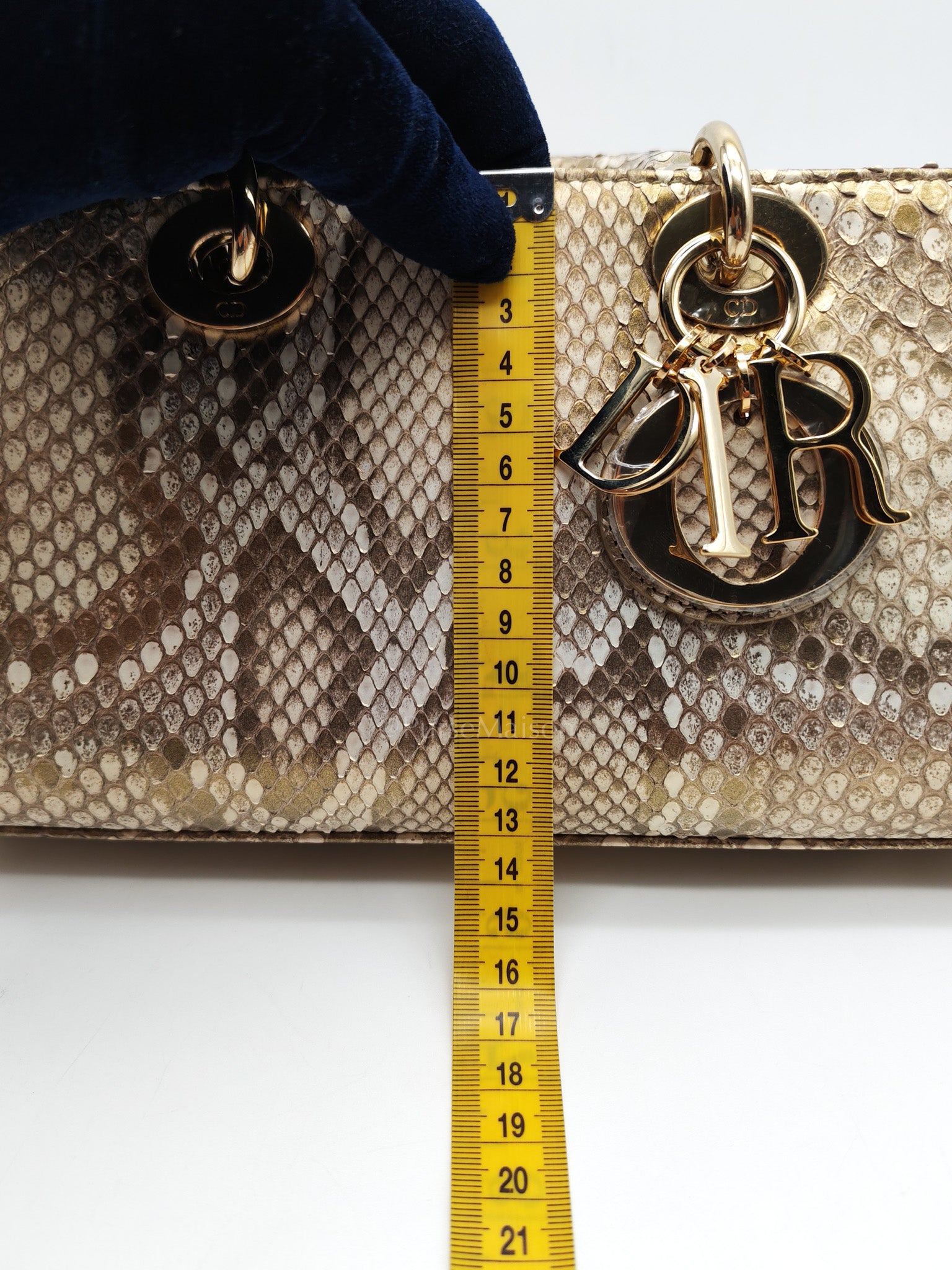 Lady D-Joy Medium in Gold Python Leather & Light Gold Hardware | Purse Maison Luxury Bags Shop