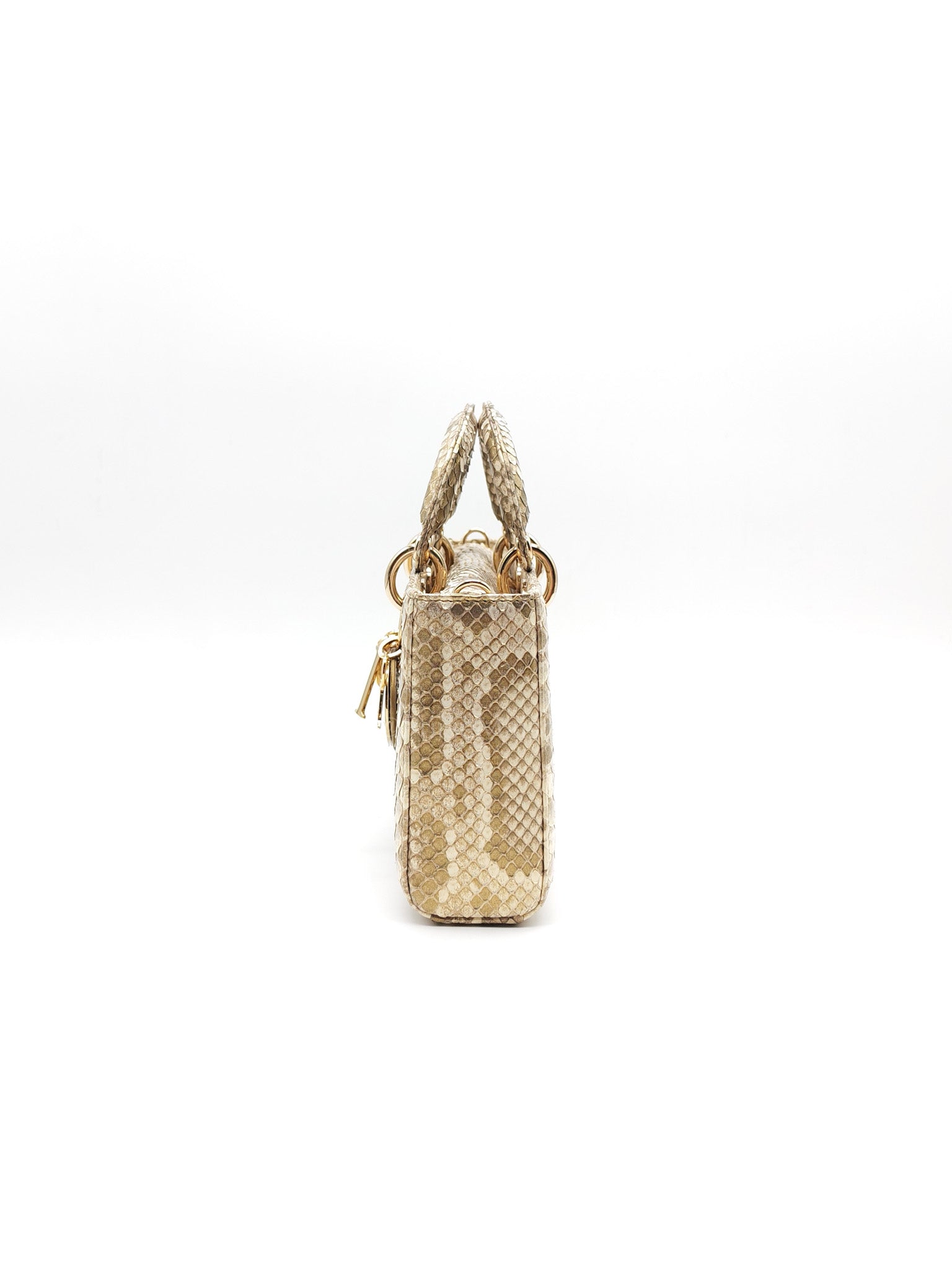 Lady D-Joy Medium in Gold Python Leather & Light Gold Hardware | Purse Maison Luxury Bags Shop
