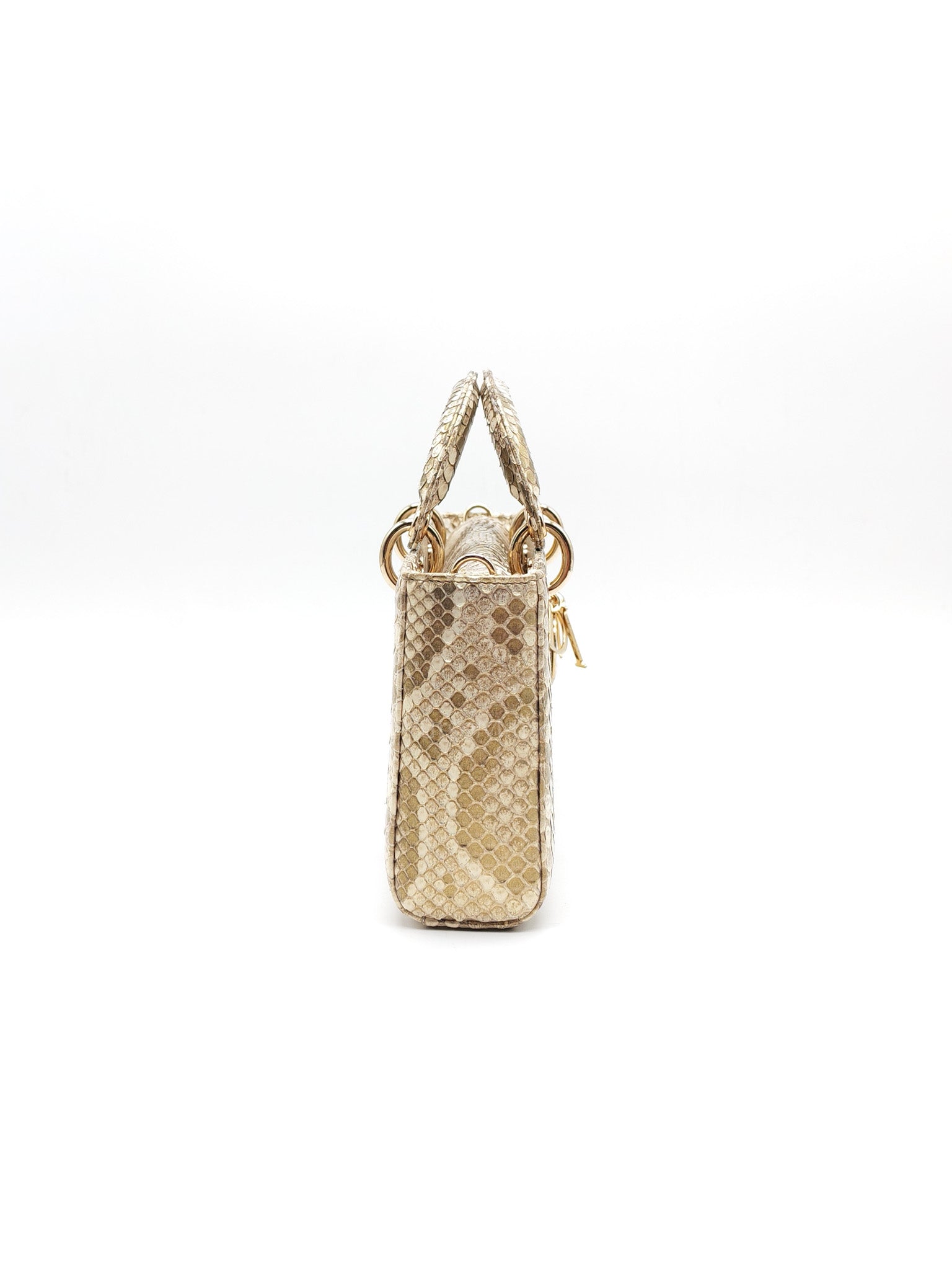 Lady D-Joy Medium in Gold Python Leather & Light Gold Hardware | Purse Maison Luxury Bags Shop