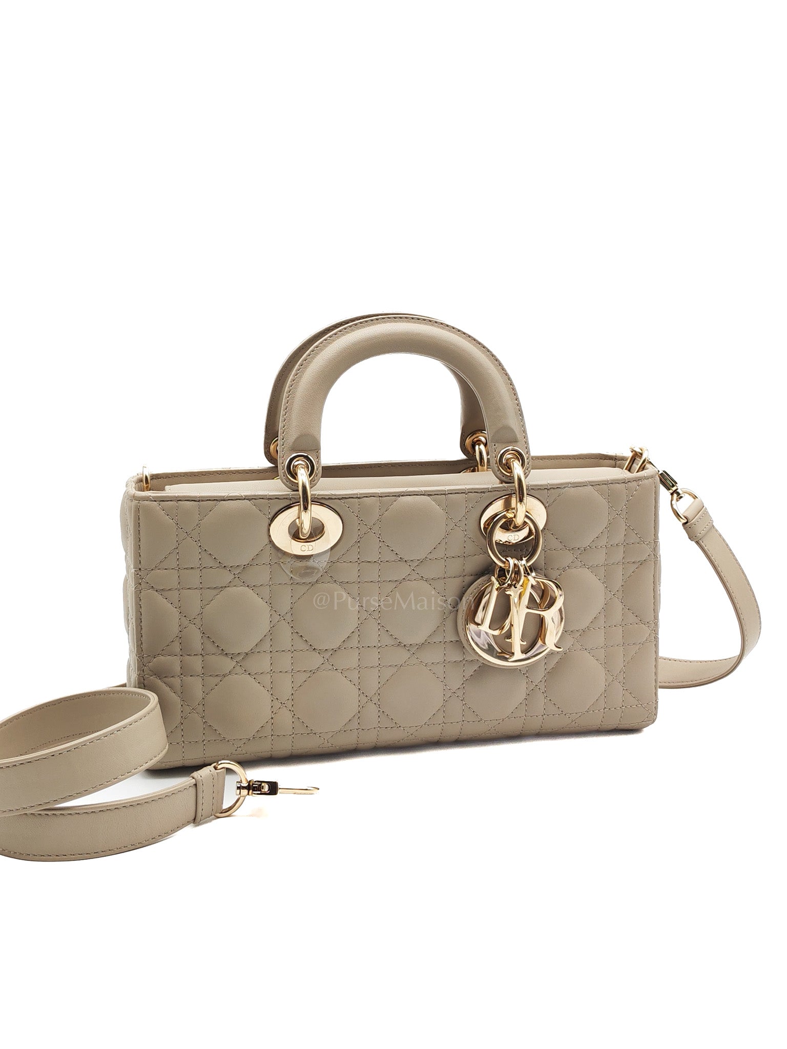 Lady D-Joy Medium in Light Taupe Cannage Lambskin Leather Shoulder Bag | Purse Maison Luxury Bags Shop