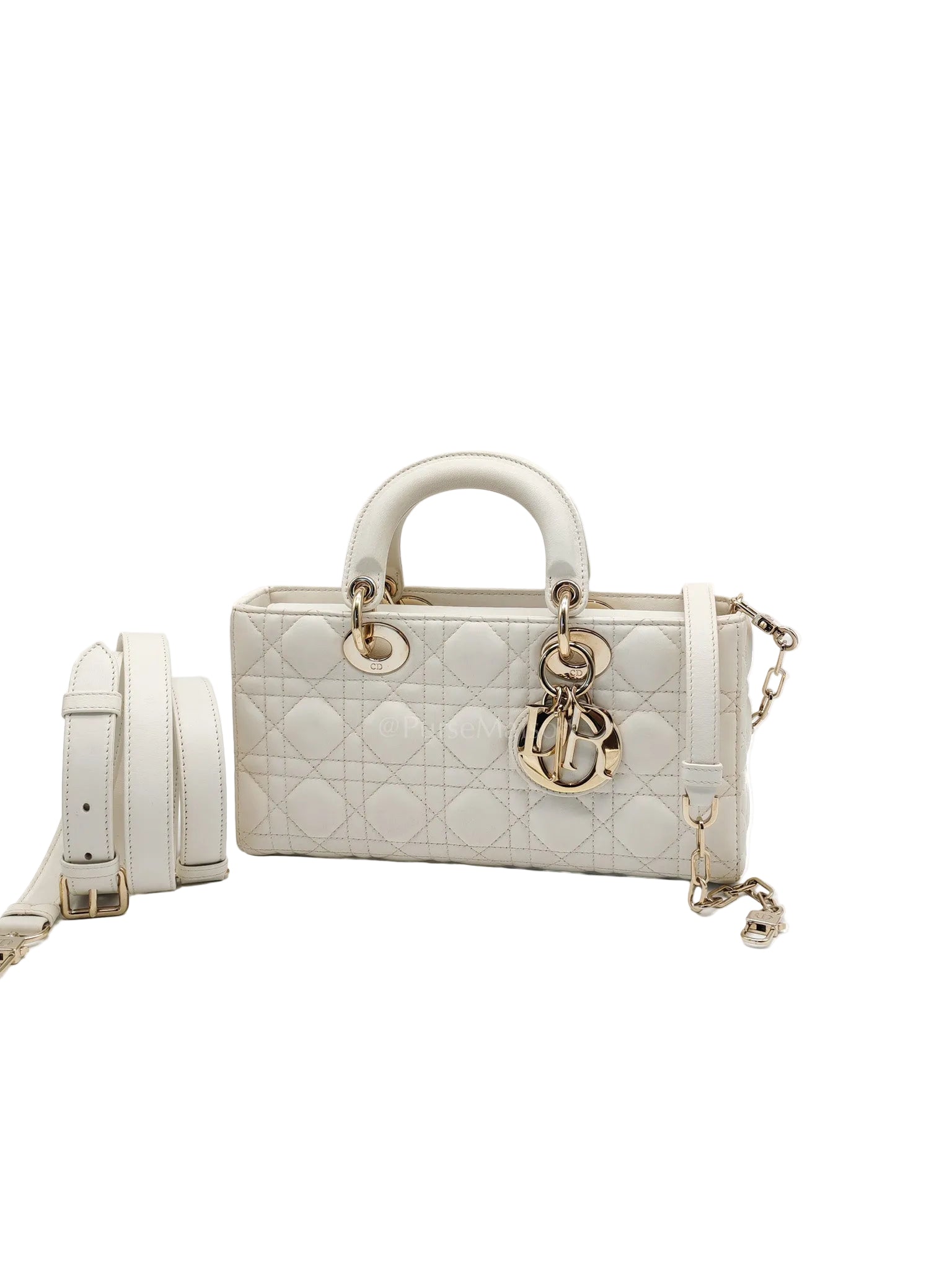Lady D-Joy Medium Off-White Cannage Lambskin Leather in Light Gold Hardware | Purse Maison Luxury Bags Shop